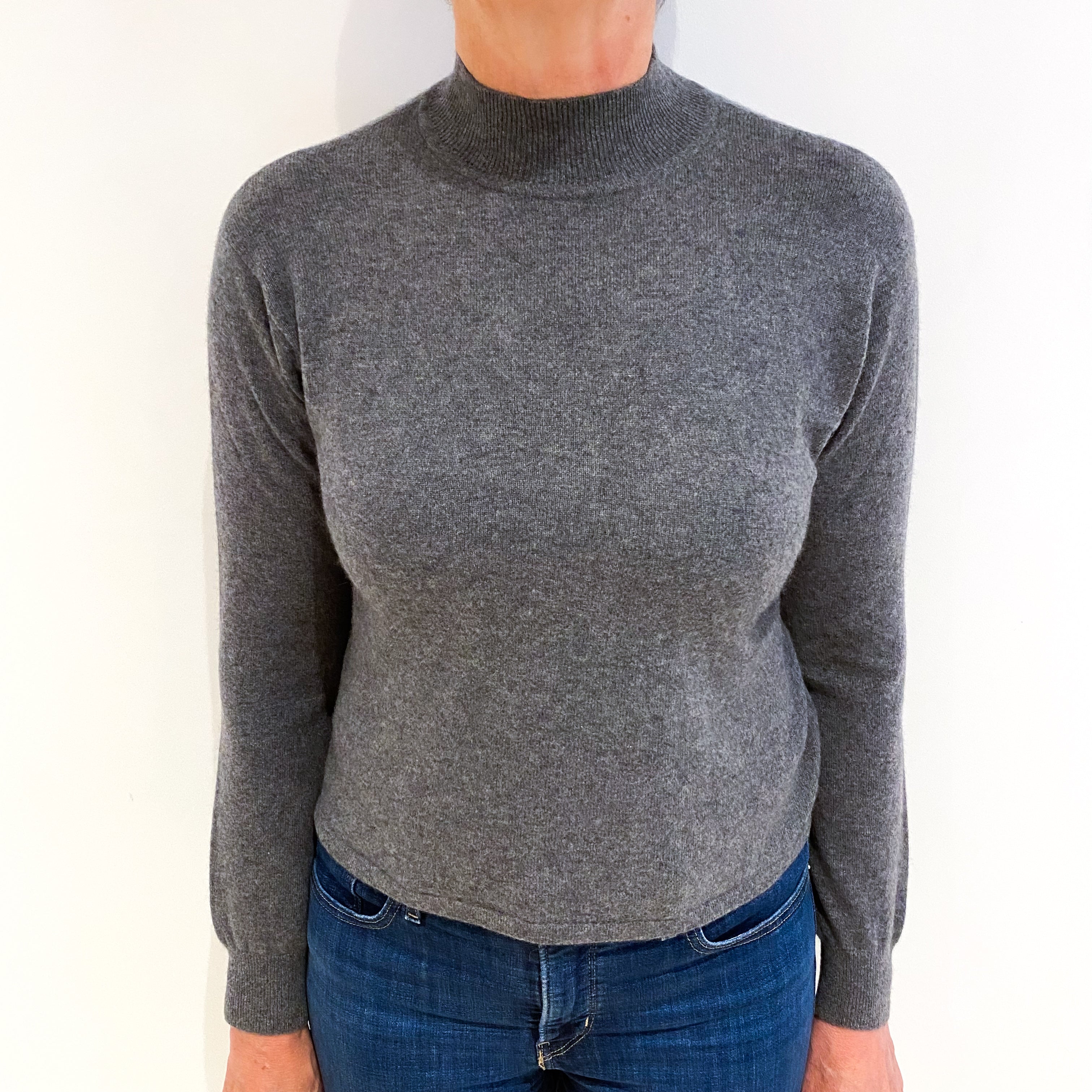 Slate Grey Cashmere Turtle Neck Jumper Medium