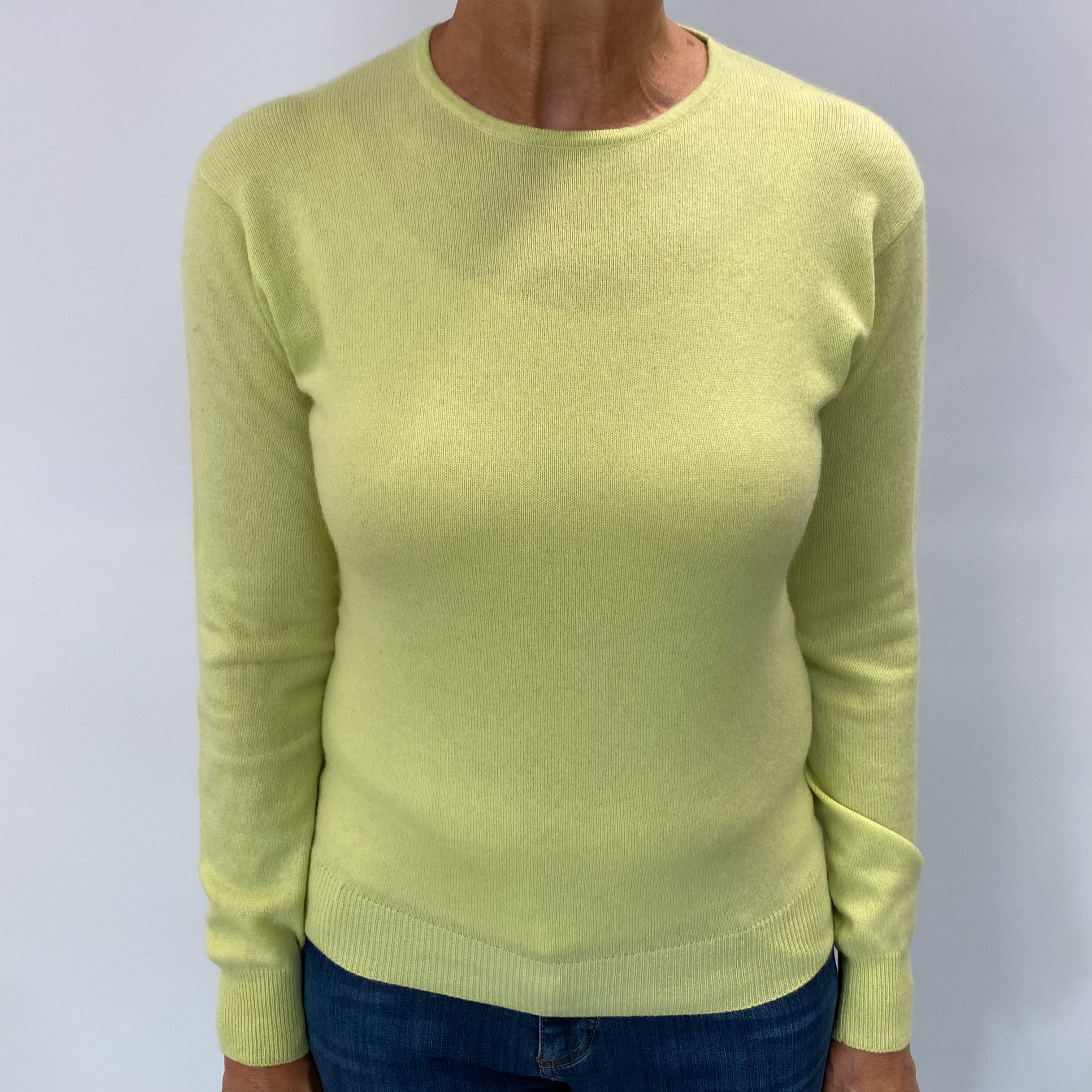 Pistachio Green Cashmere Crew Neck Jumper Medium