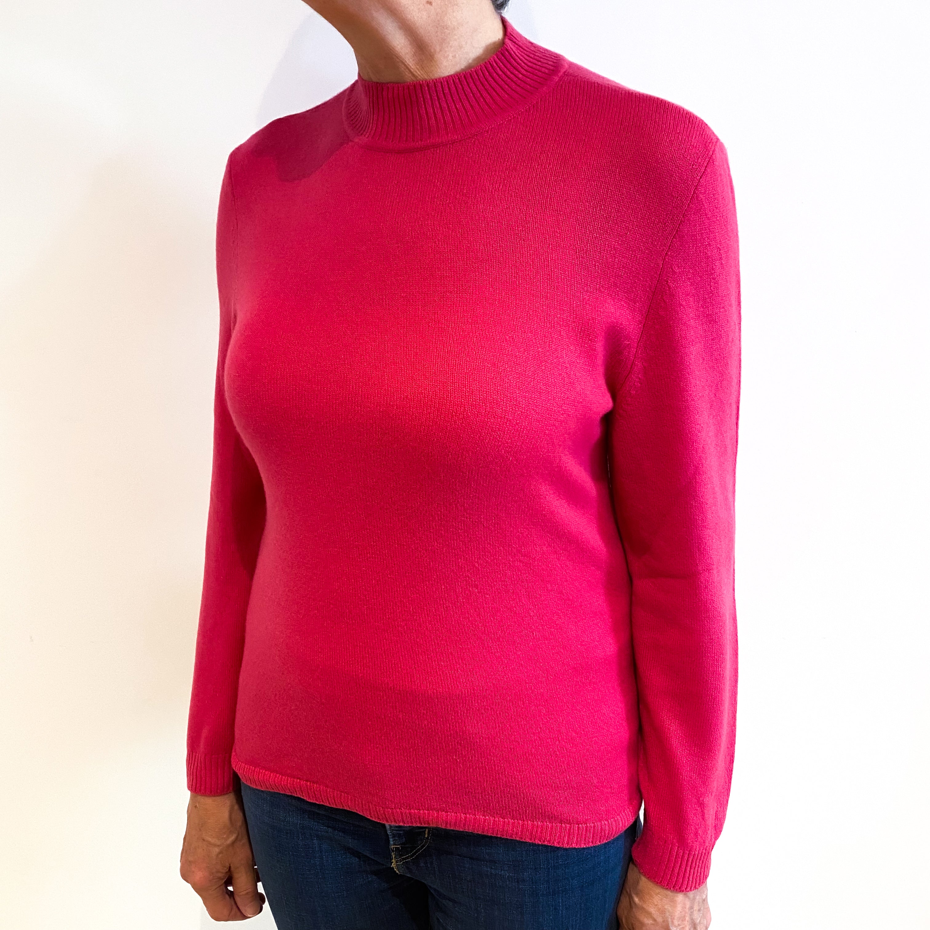 Tulip Pink Cashmere Turtle Neck Jumper Medium