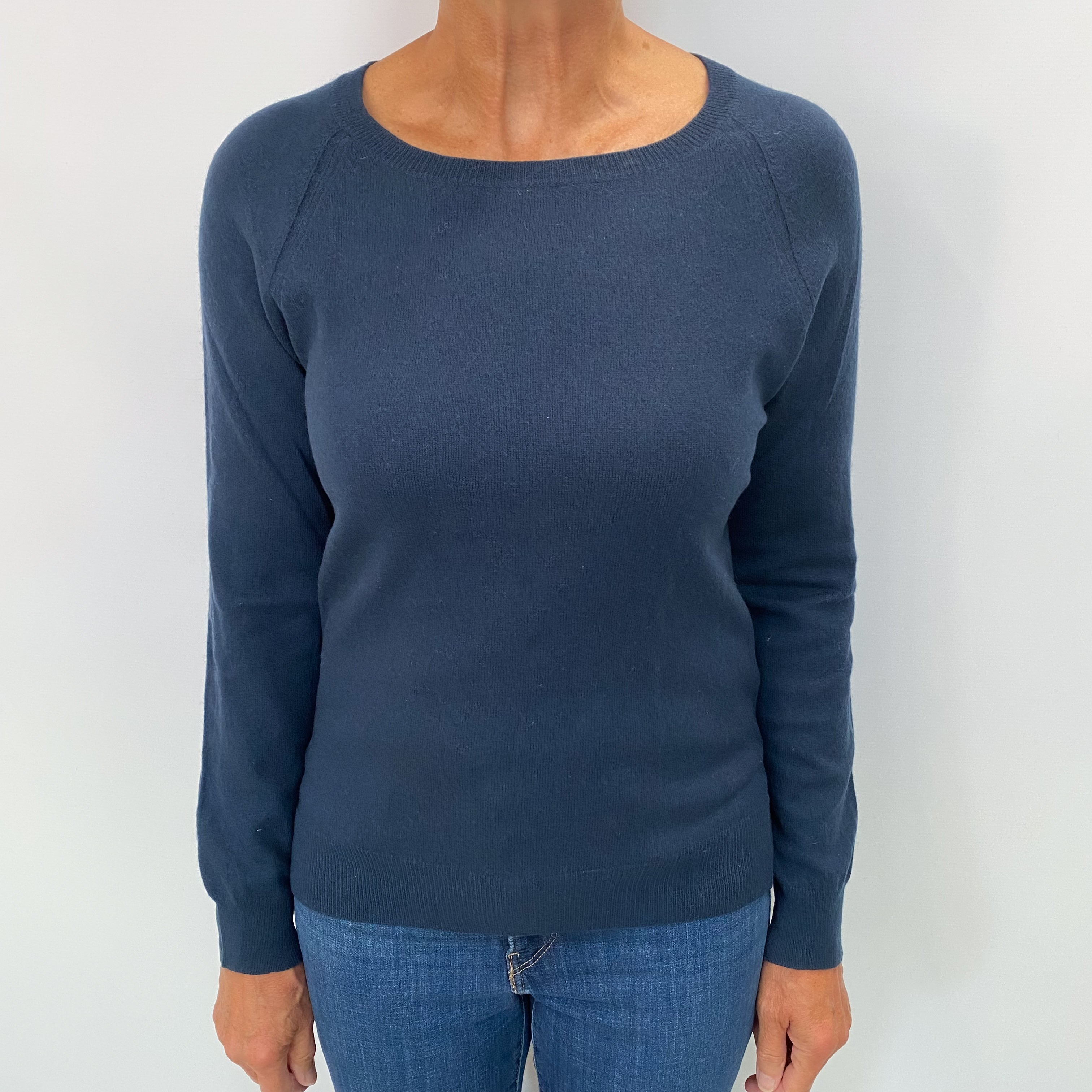 Naval Blue Cashmere Crew Neck Jumper Medium