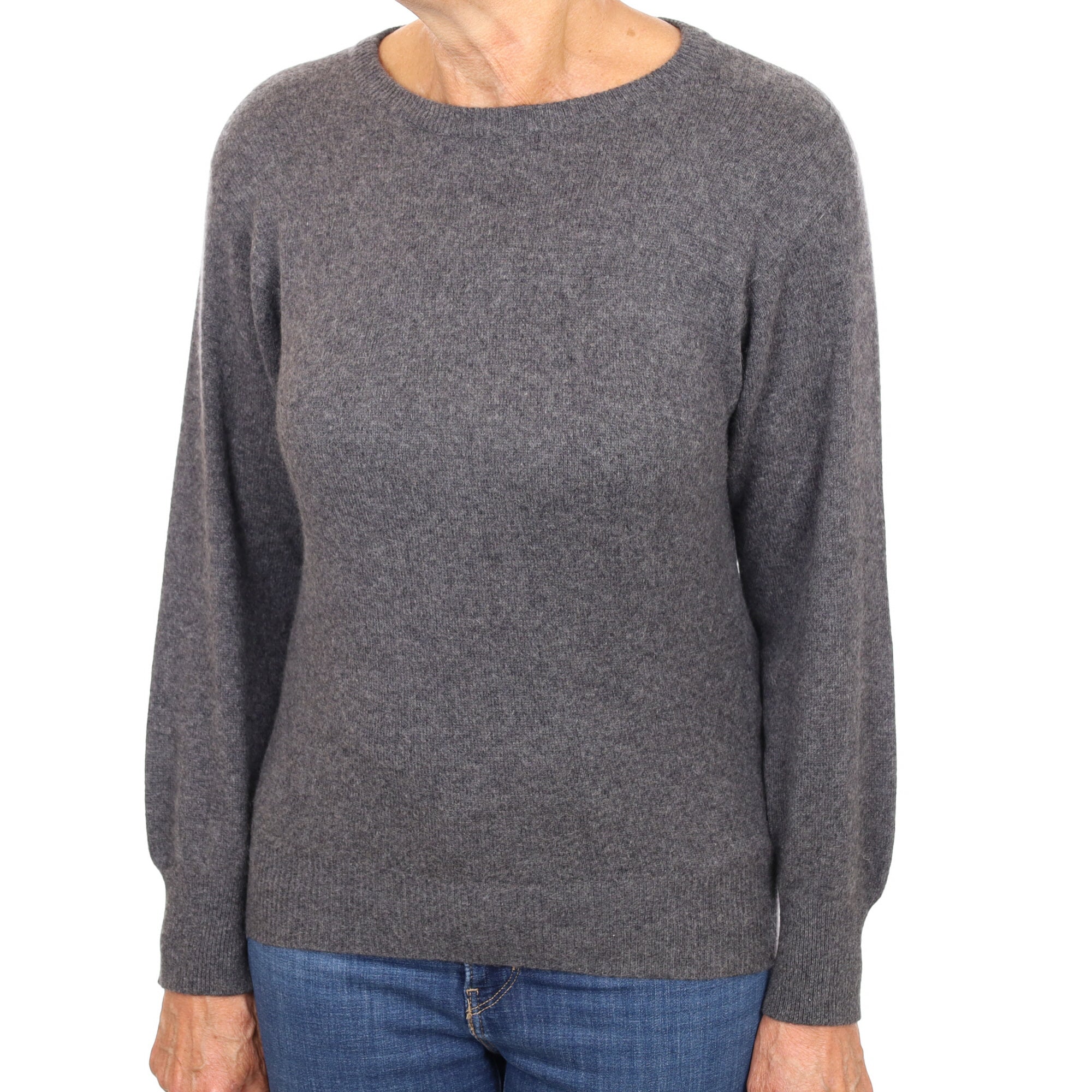 Slate Grey Cashmere Crew Neck Jumper Medium
