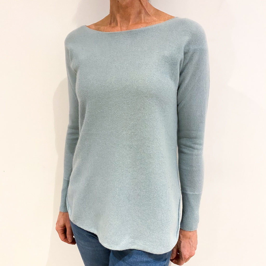 Mint Green Cashmere Batwing Crew Neck Jumper Small
