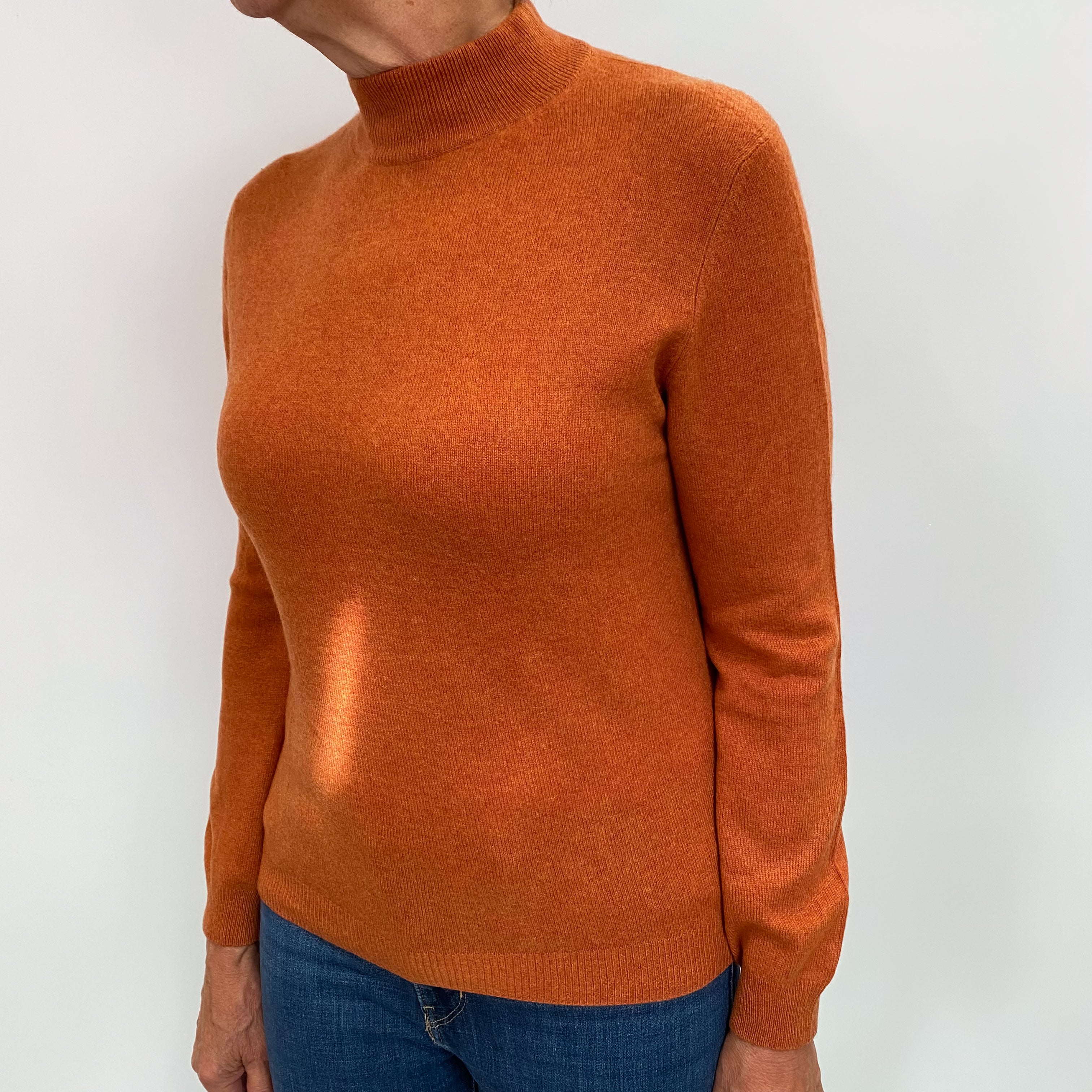 Burnt Orange Cashmere Turtle Neck Jumper Medium