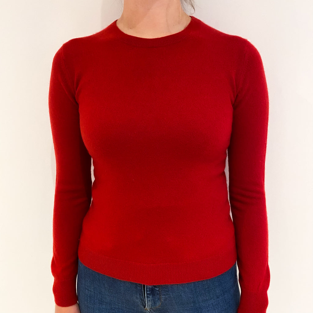 Post Box Red Cashmere Crew Neck Jumper Small