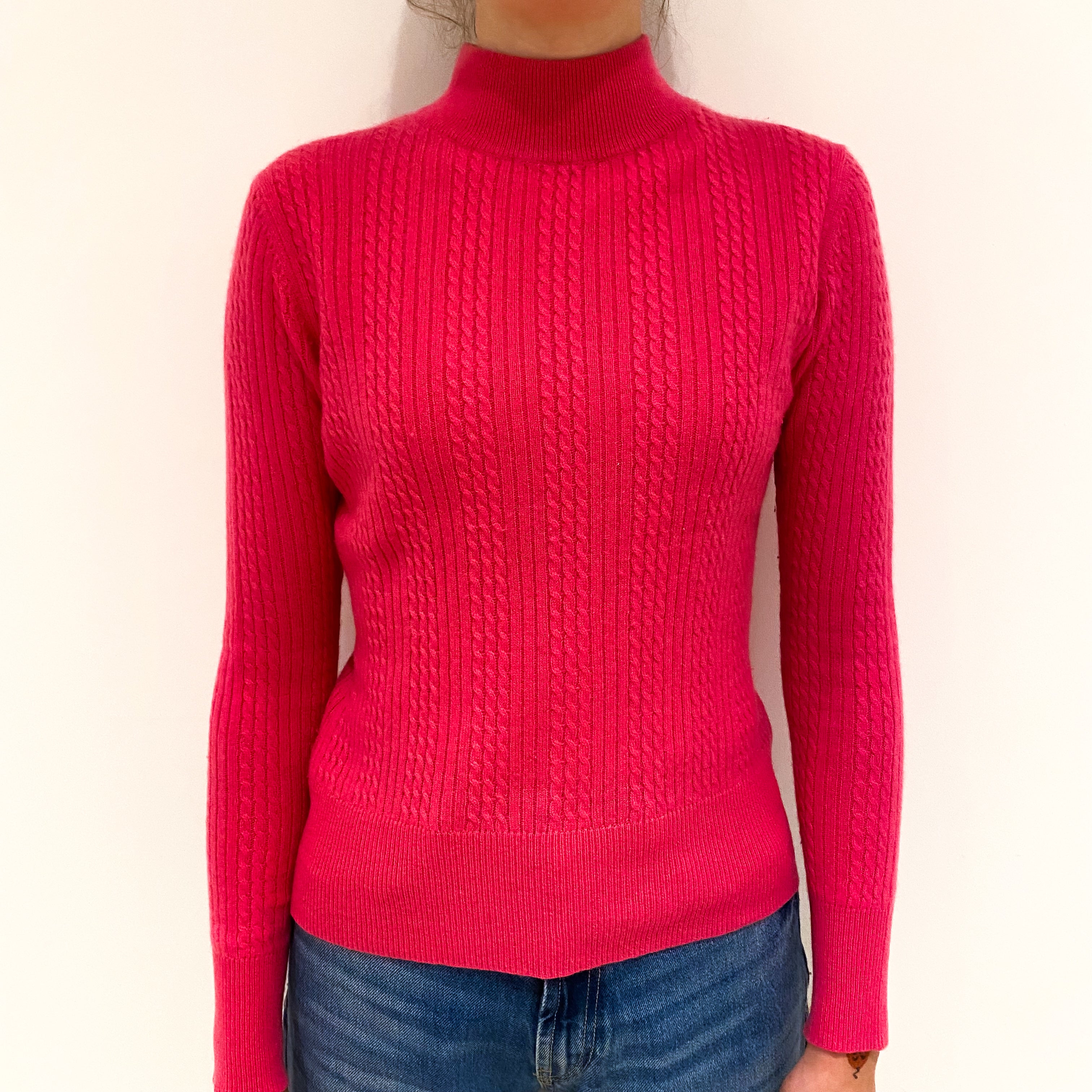 Hot Pink Cashmere Turtle-Neck Jumper Extra Small