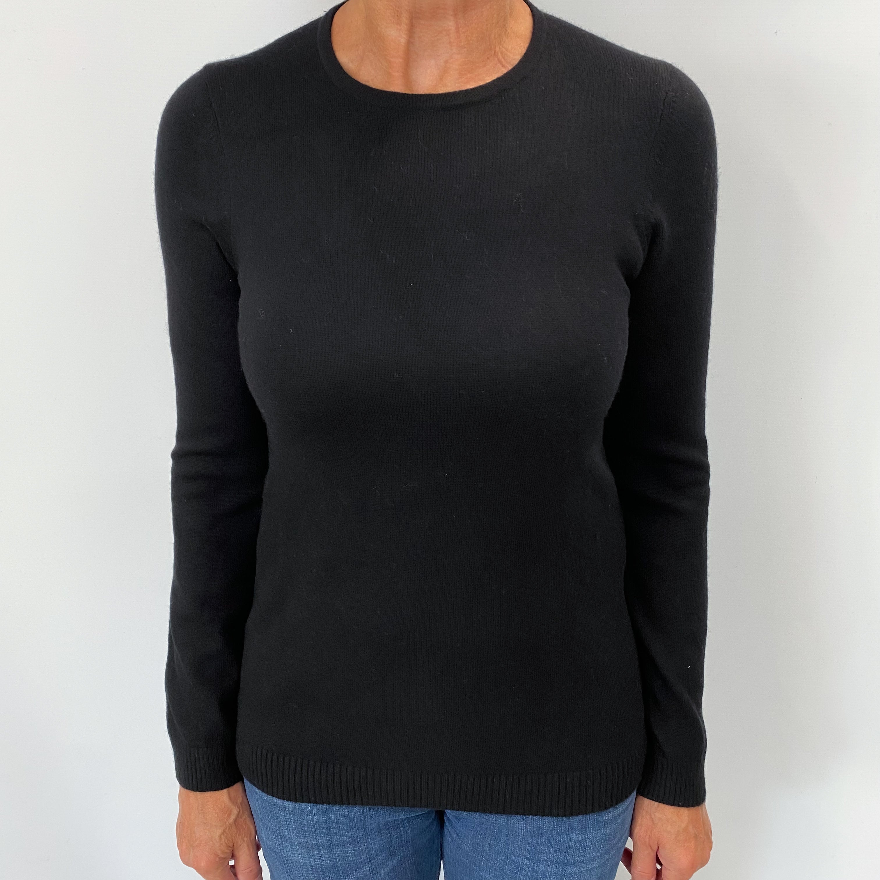 Black Cashmere Crew Neck Jumper Medium