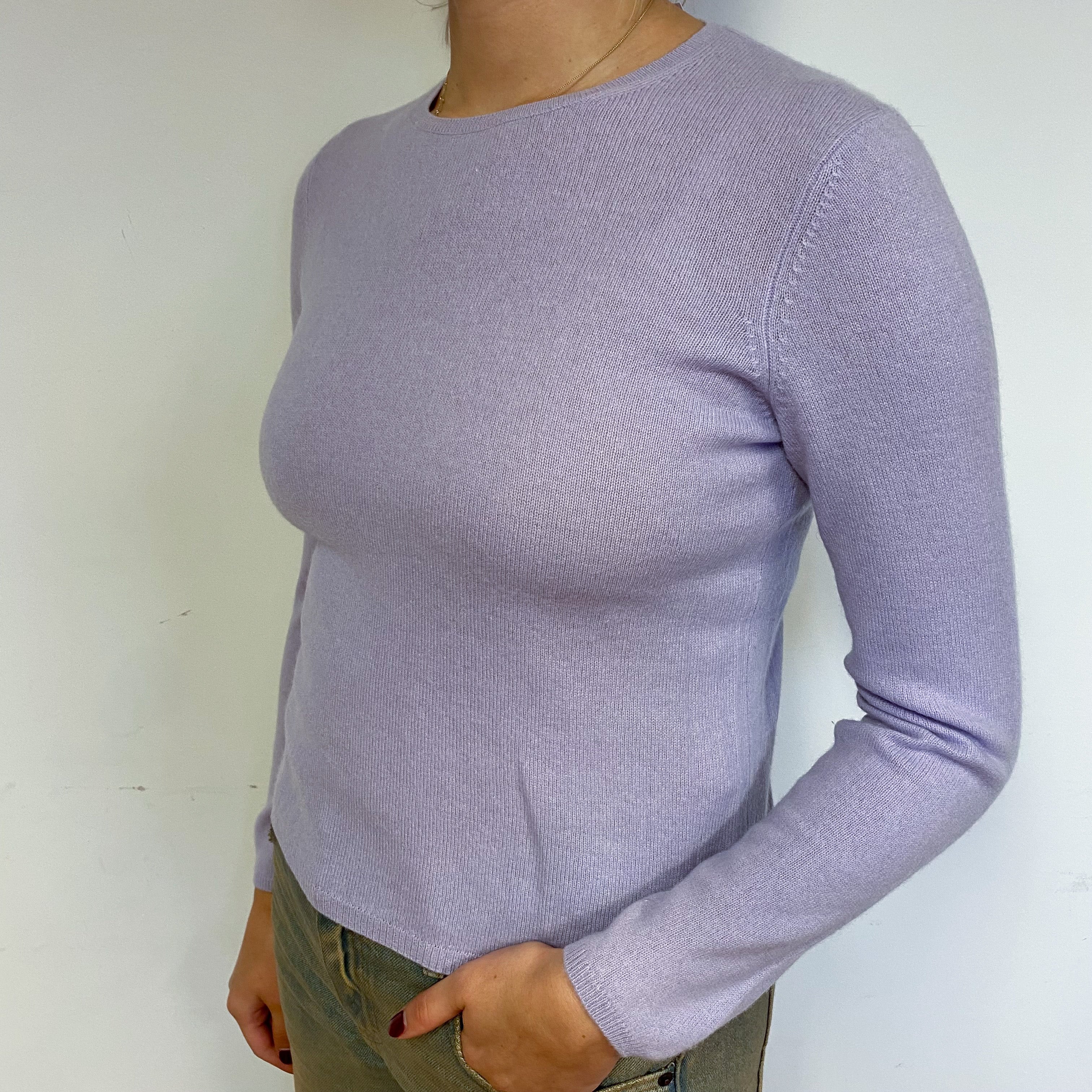 Pale Purple Cashmere Crew Neck Jumper Small/Petite