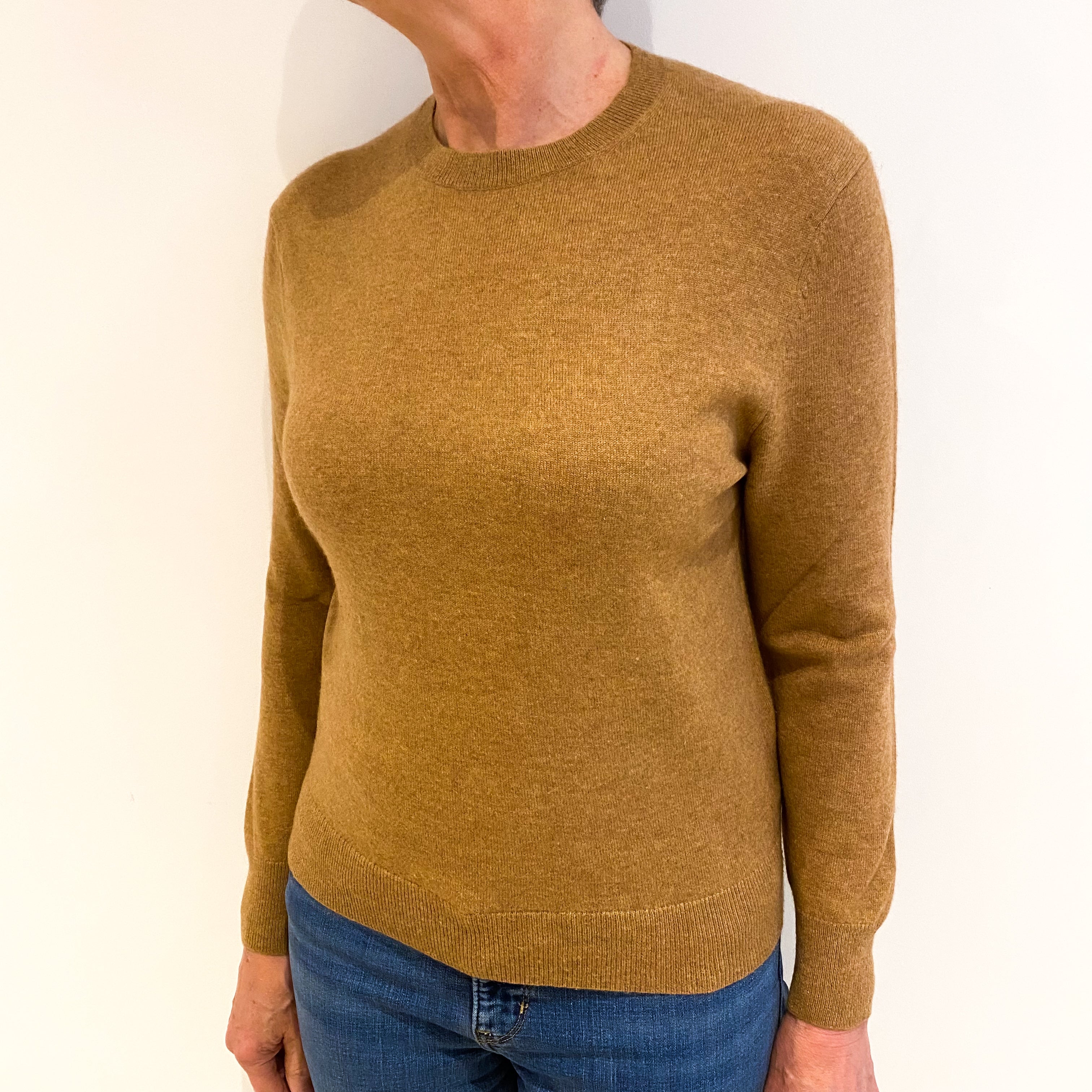 Butterscotch Brown Cashmere Crew Neck Jumper Medium