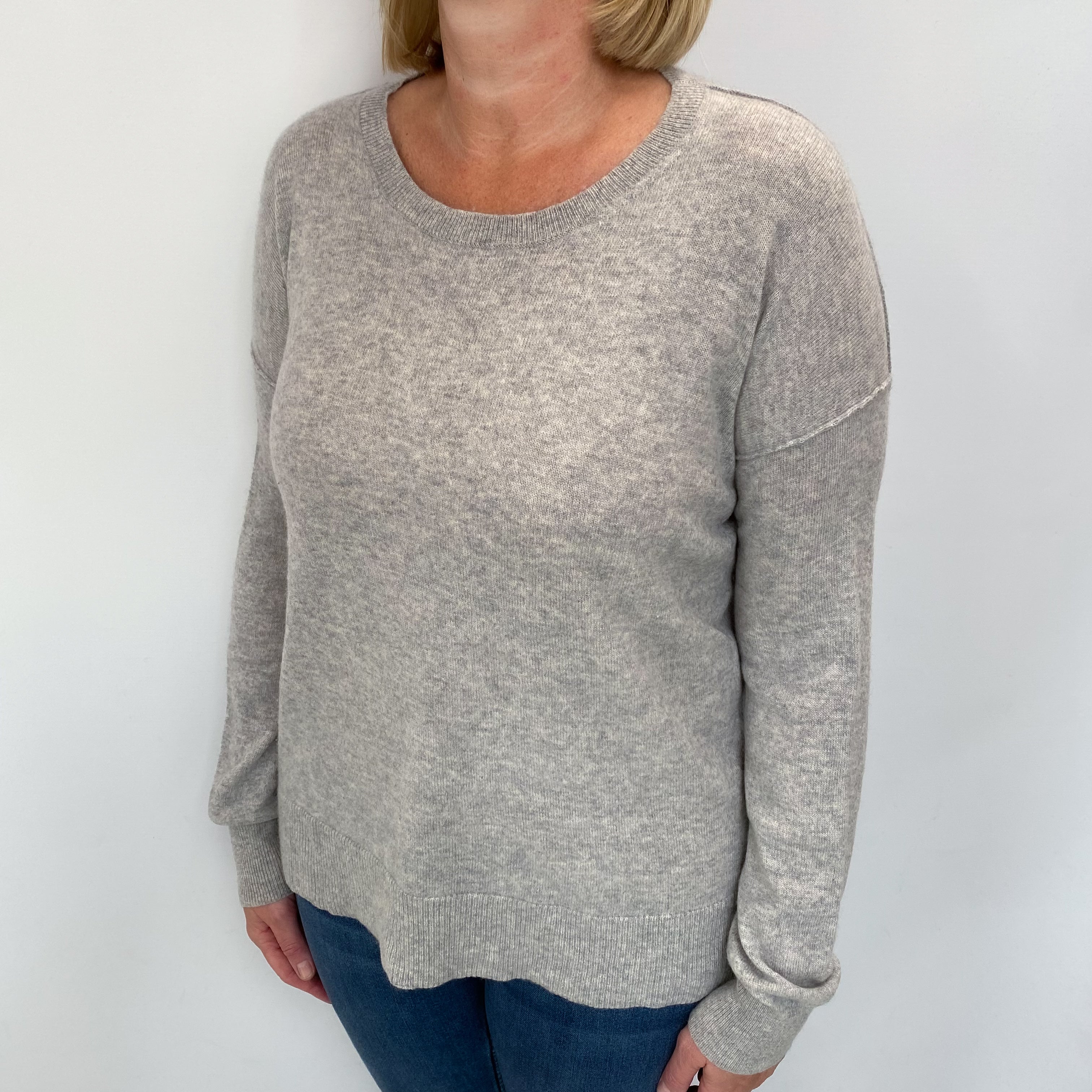 Smoke Grey Cashmere Crew Neck Jumper Large