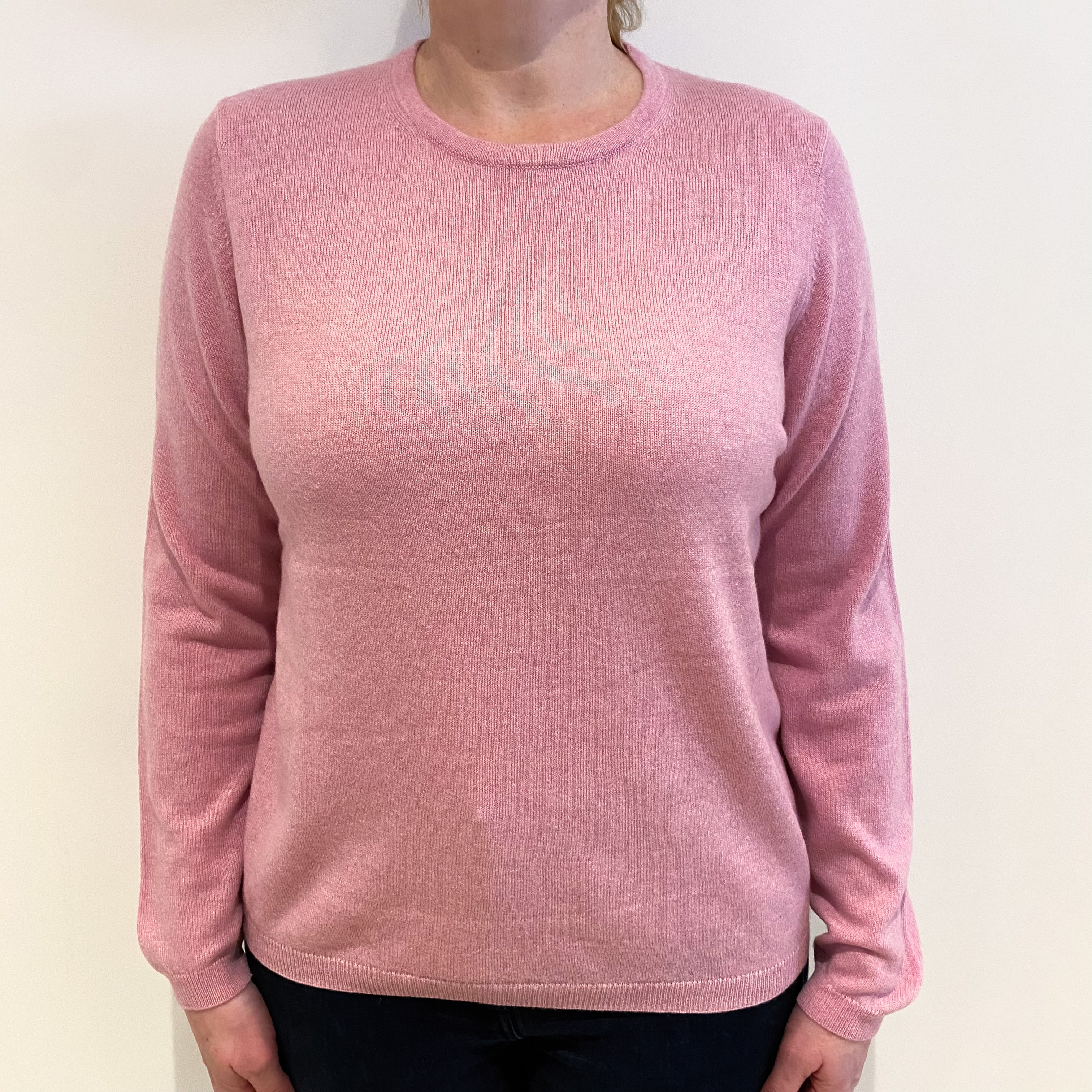 Candy Pink Cashmere Crew Neck Jumper Large