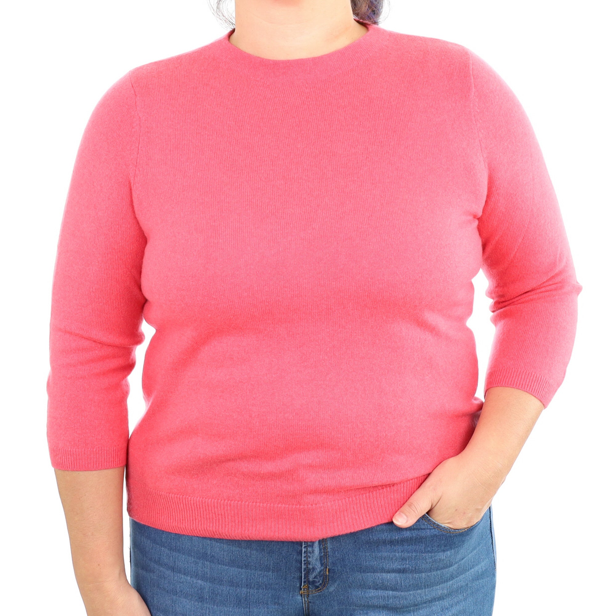 Cranberry Pink Cashmere Crew Neck Jumper Large