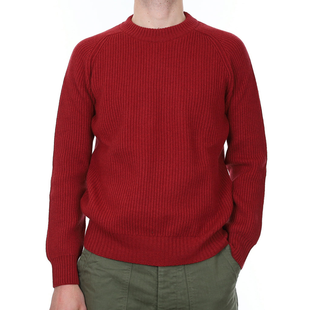 Men's Brand New Scottish Brick Red Chunky Cashmere Crew Neck Jumper Small