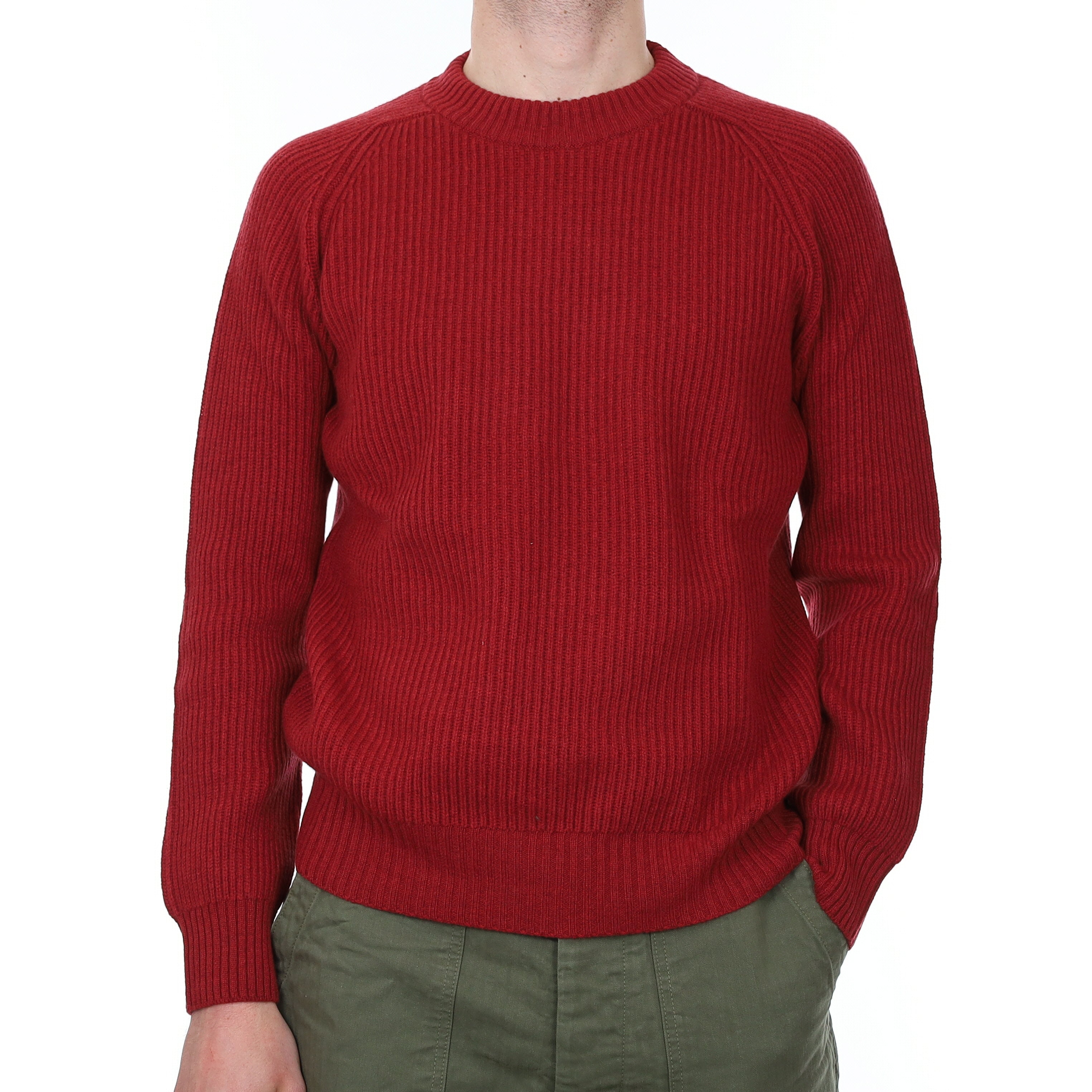 Men's Brand New Scottish Brick Red Chunky Cashmere Crew Neck Jumper Small