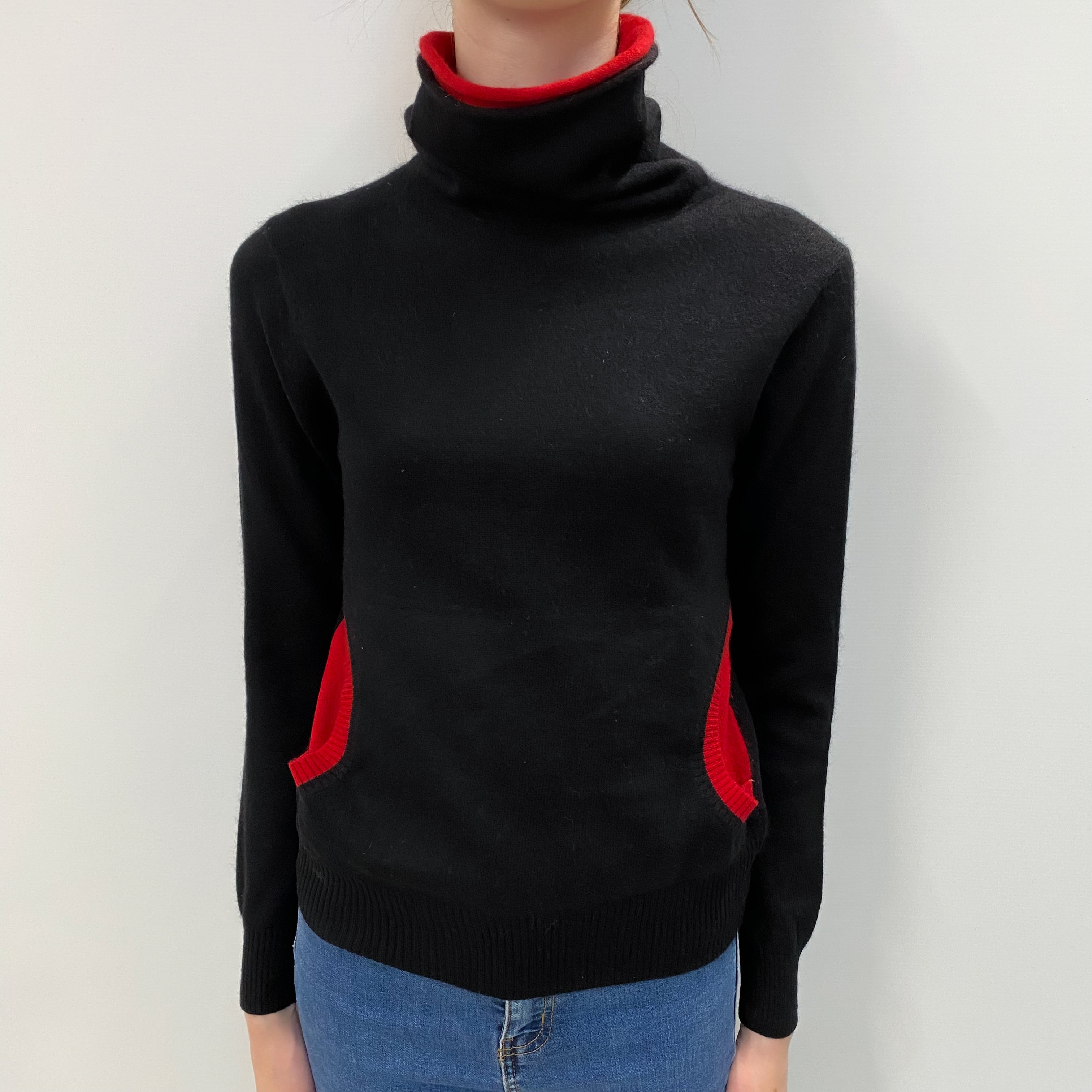 Black Cashmere Funnel Neck Jumper Extra Small