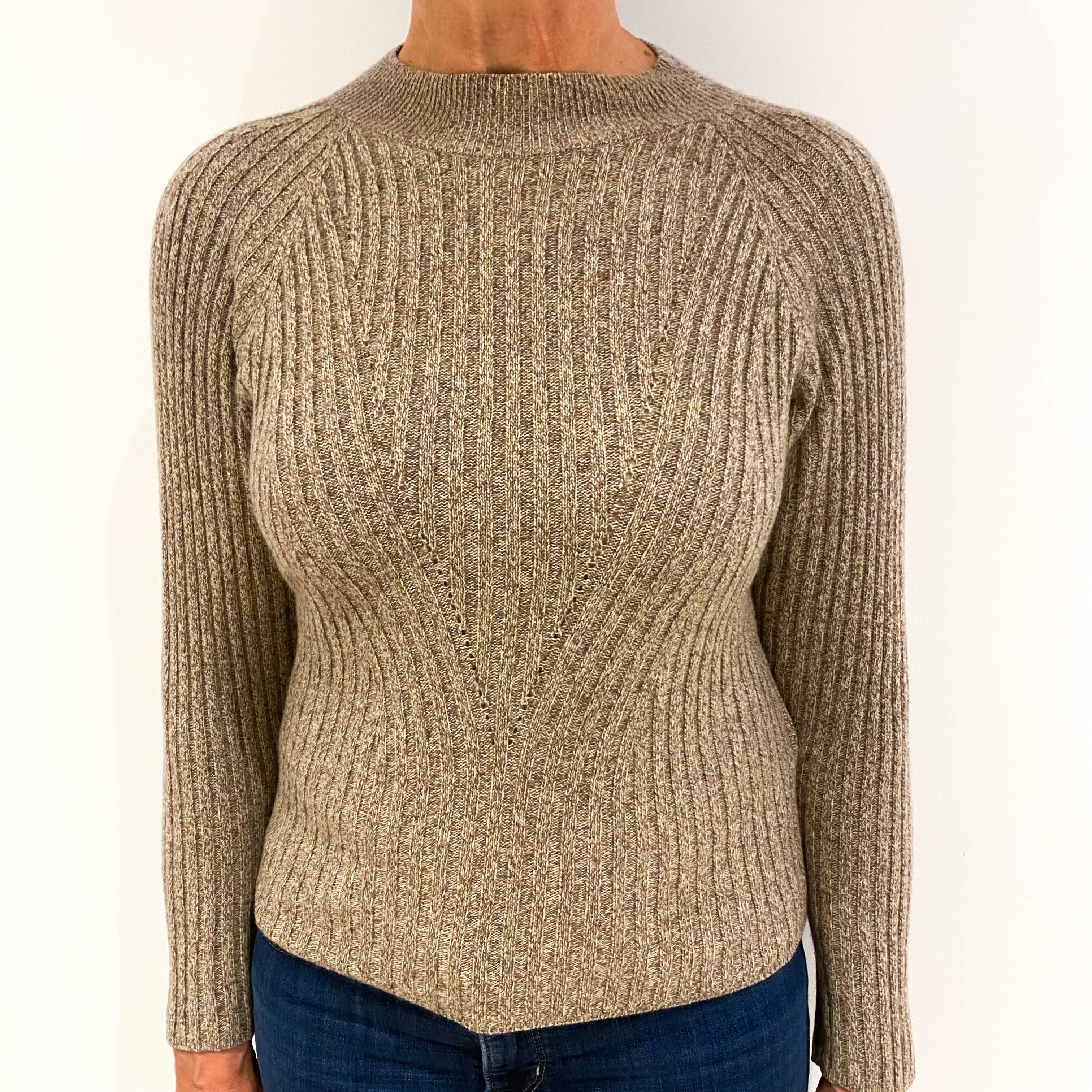 Brown Cashmere Polo Neck Jumper Medium
