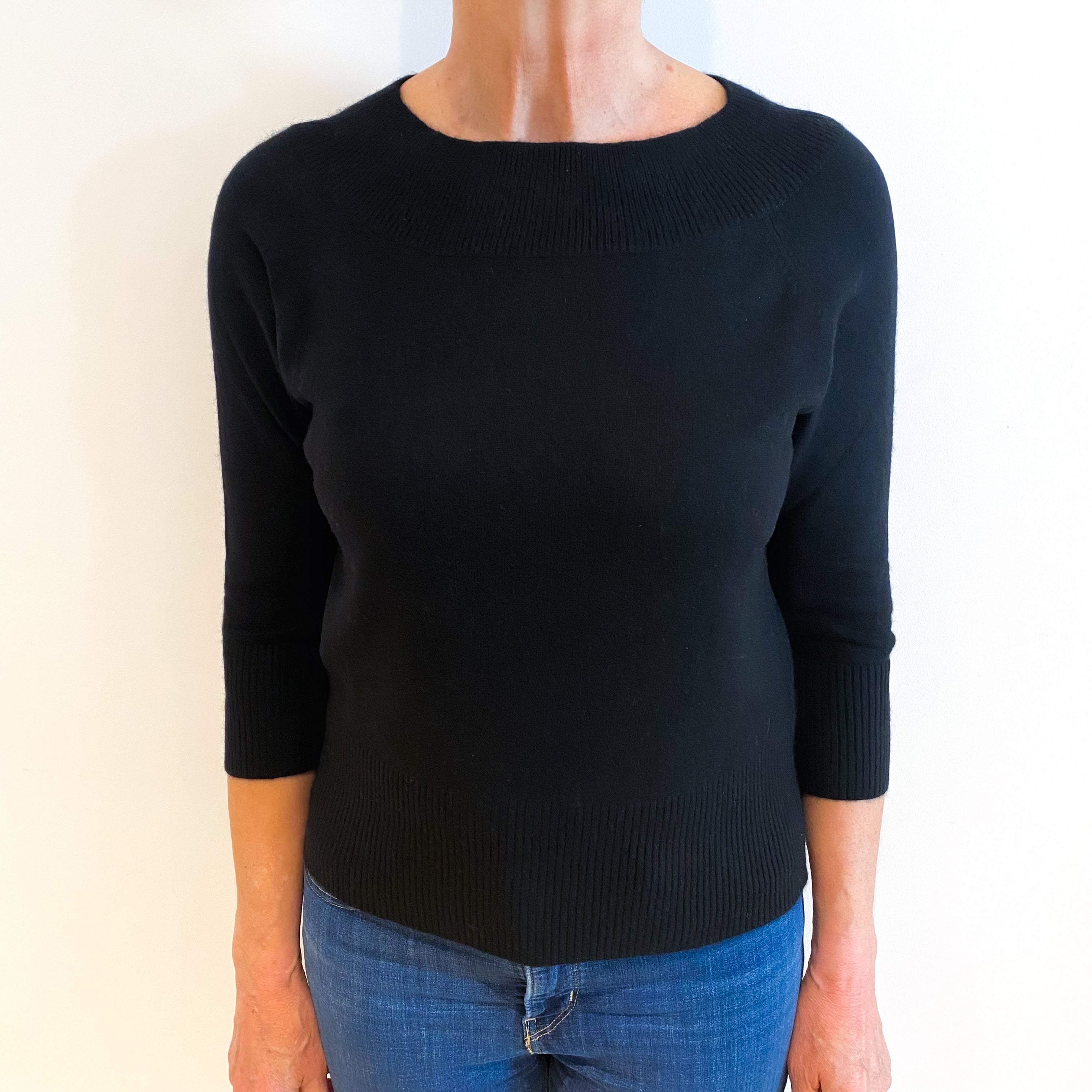 Black Cashmere Crew Neck Jumper Medium