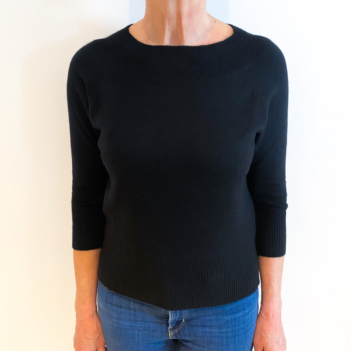 Black Cashmere Crew Neck Jumper Medium