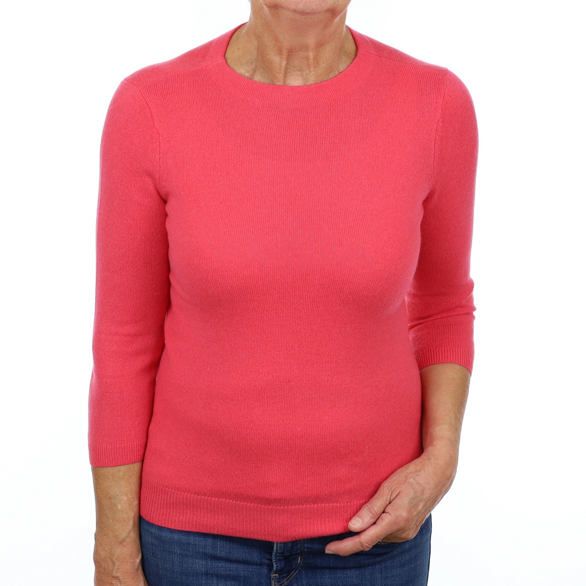 Cranberry Pink Cashmere Crew Neck Jumper Medium