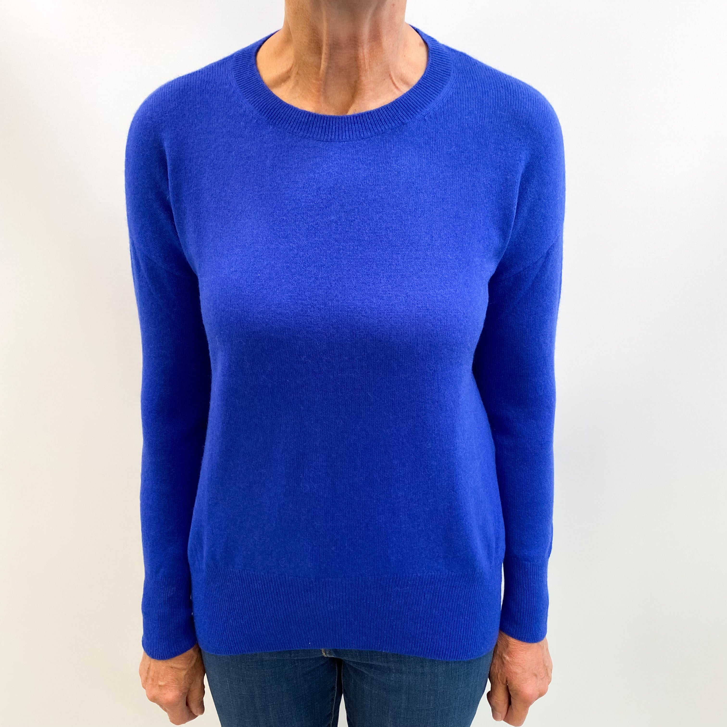 Cobalt Blue Cashmere Crew Neck Jumper Medium