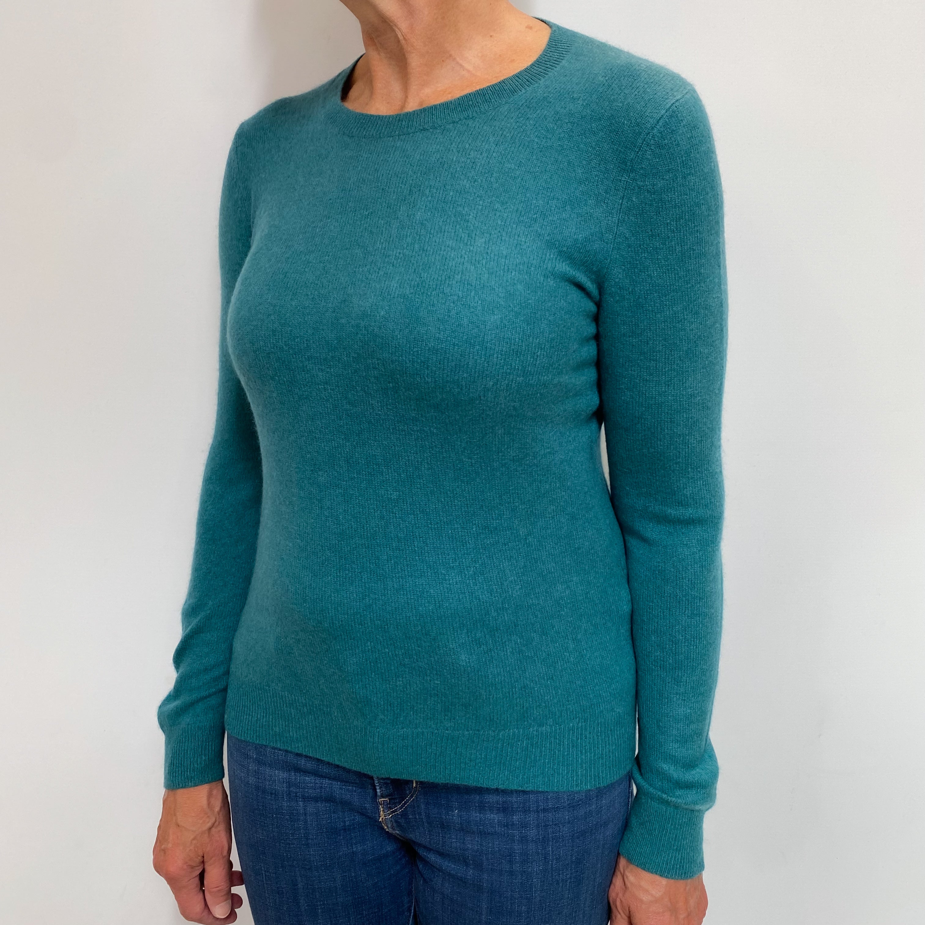Deep Sea Green Cashmere Crew Neck Jumper Medium