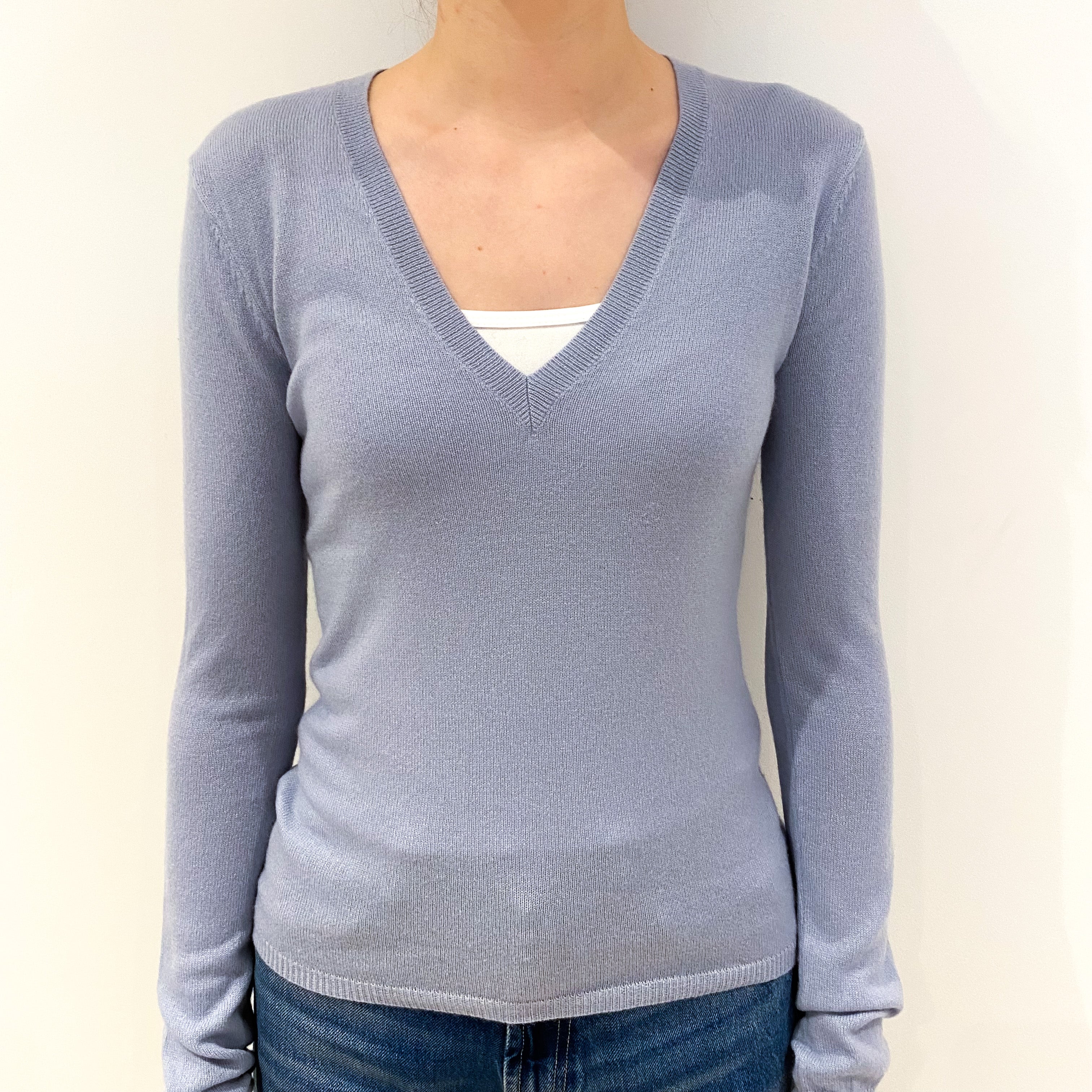 Sky Blue Cashmere V-Neck Jumper Extra Small