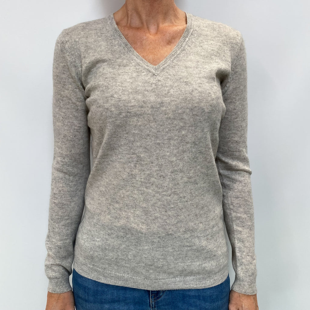 Smoke Grey Cashmere V Neck Jumper Small