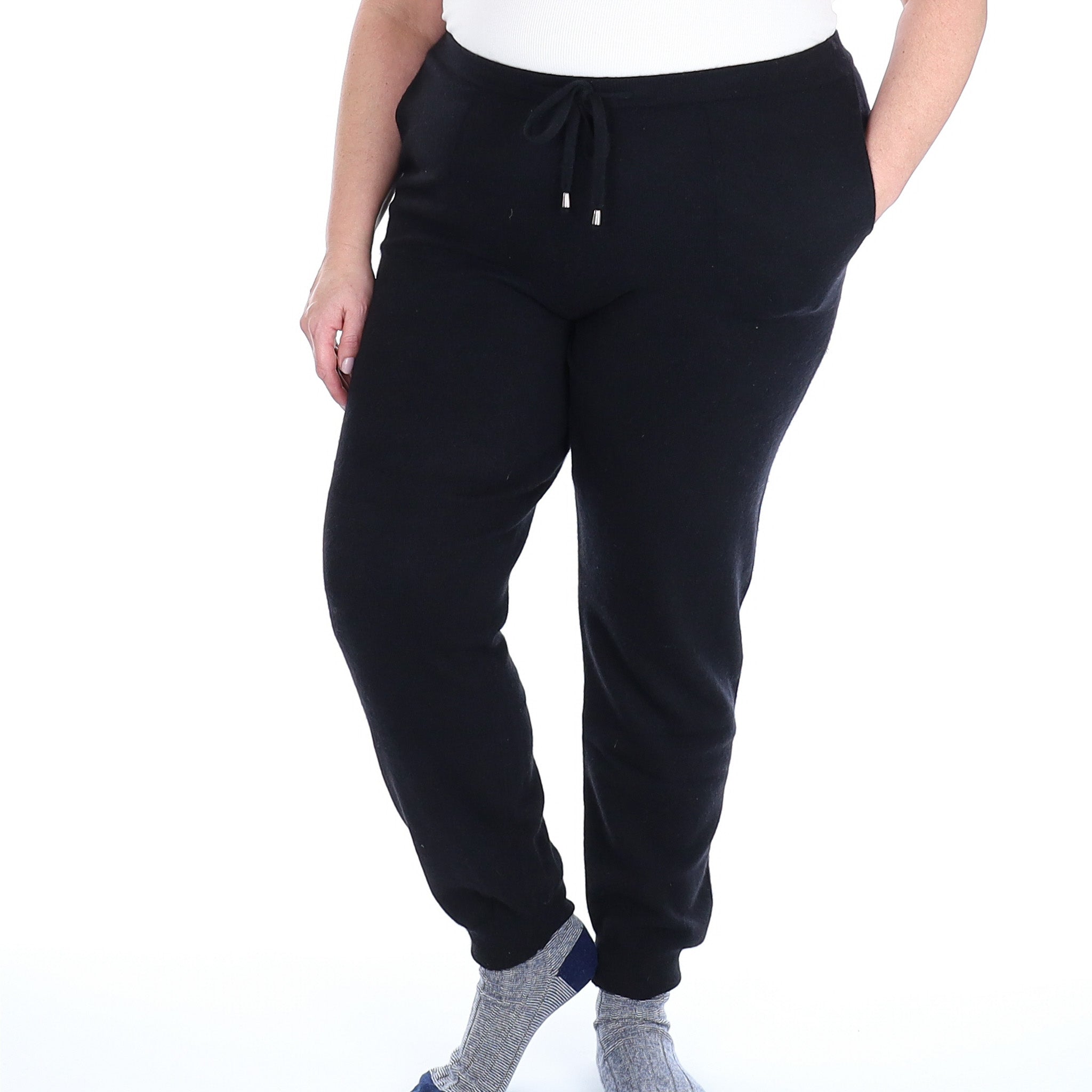 Black Cashmere Drawstring Lounge Pants XL