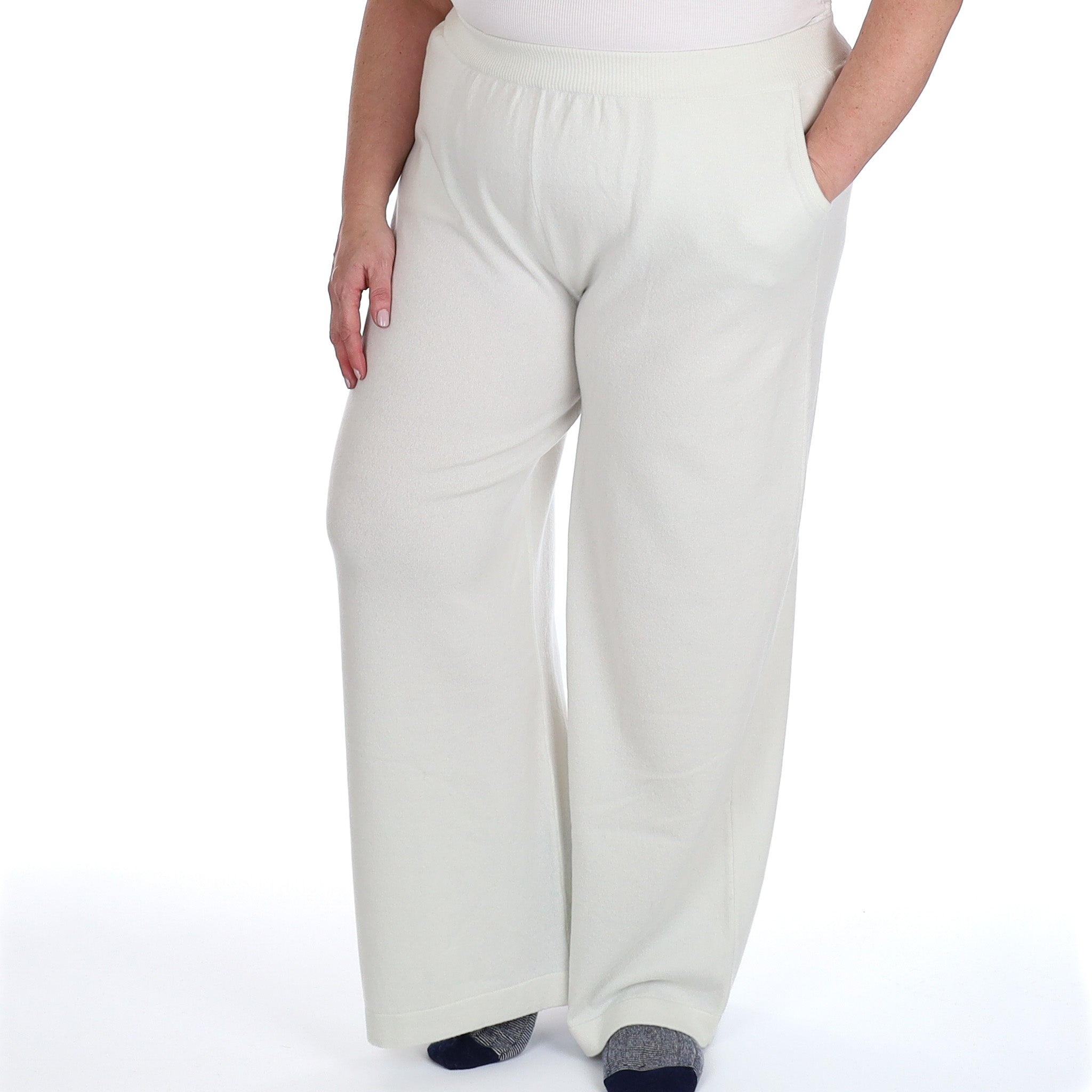 Brand New Scottish Winter White Cashmere Wide Leg Lounge Pants Extra Large