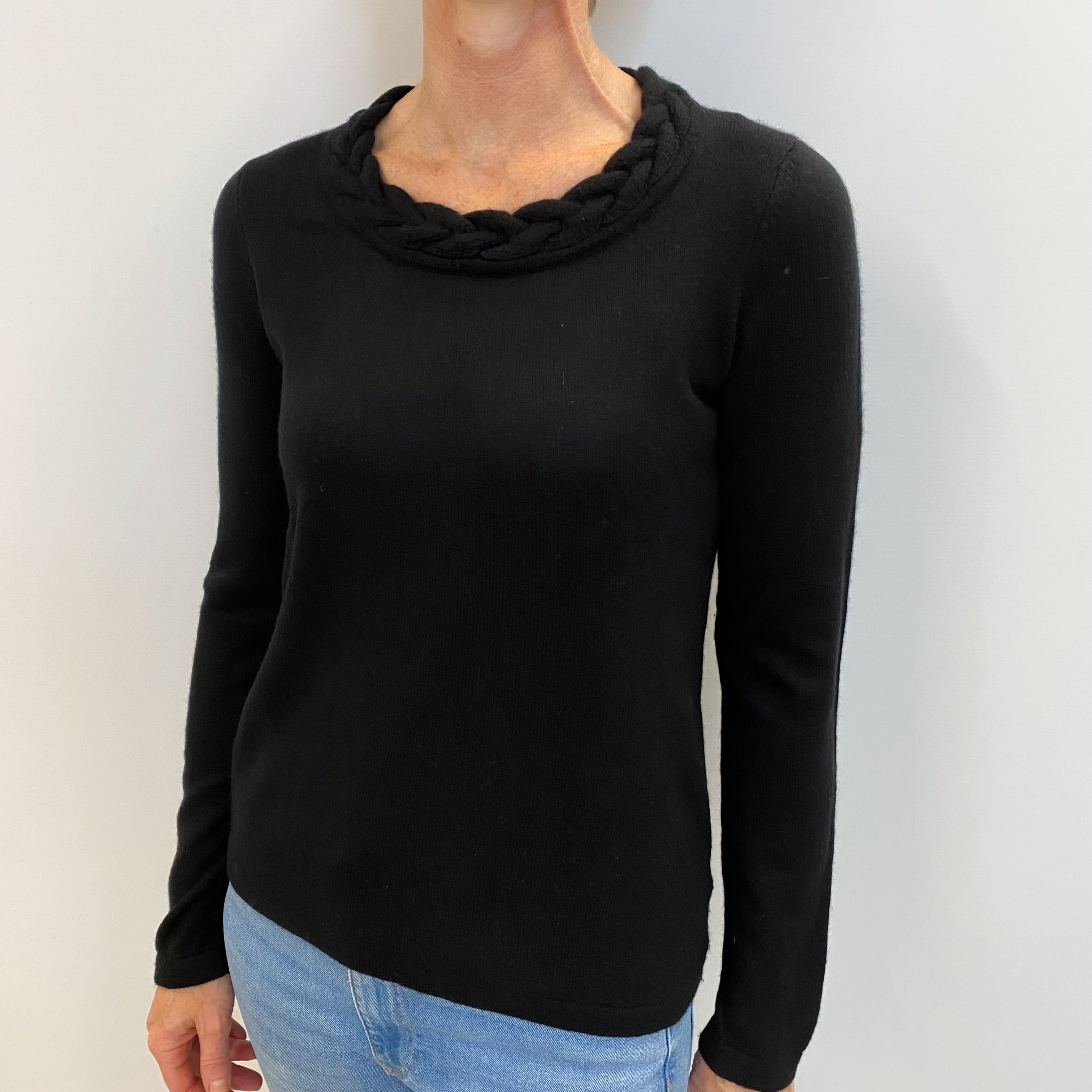 Black Cashmere Crew Neck Jumper Small