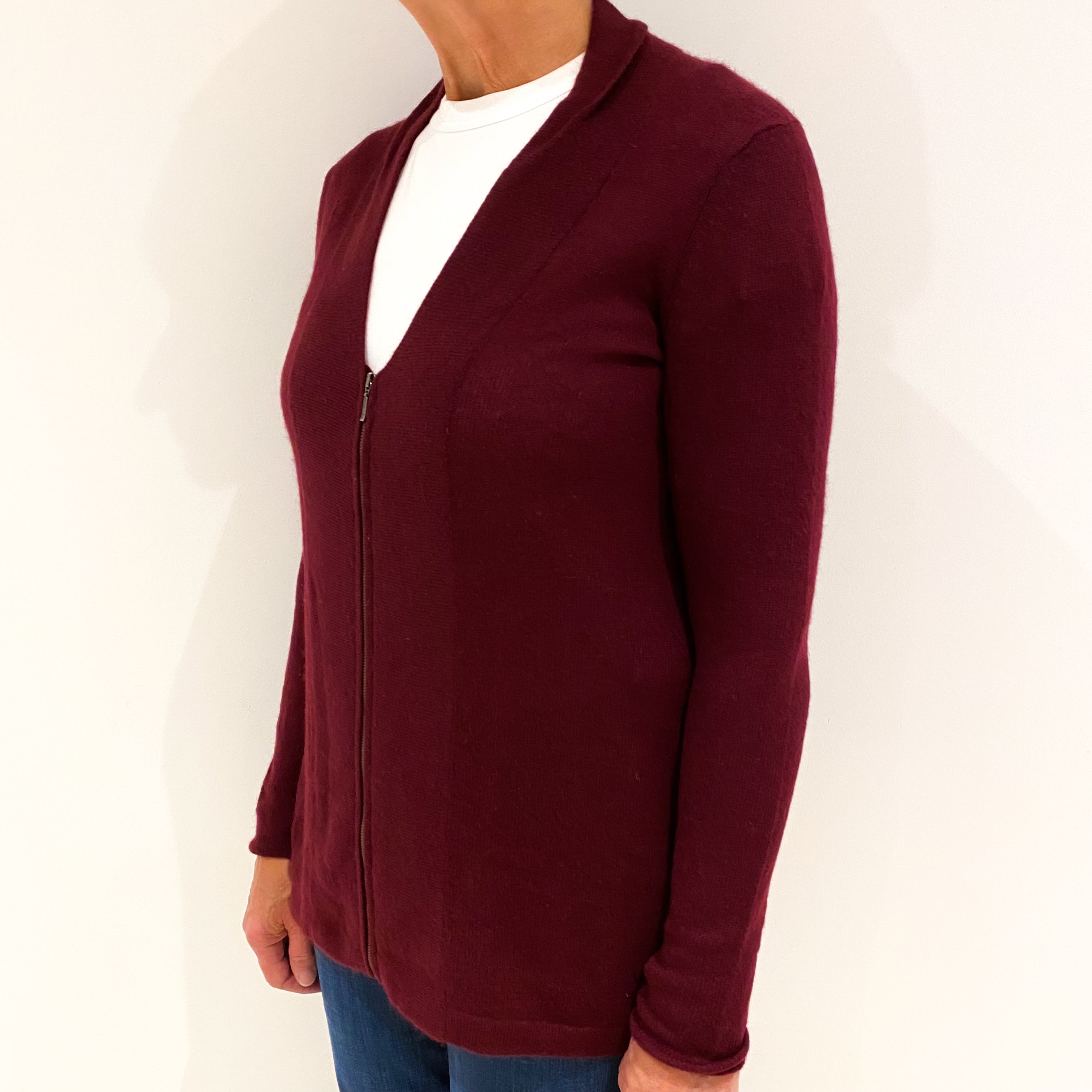 Mulled Wine Red Cashmere Cardigan Medium