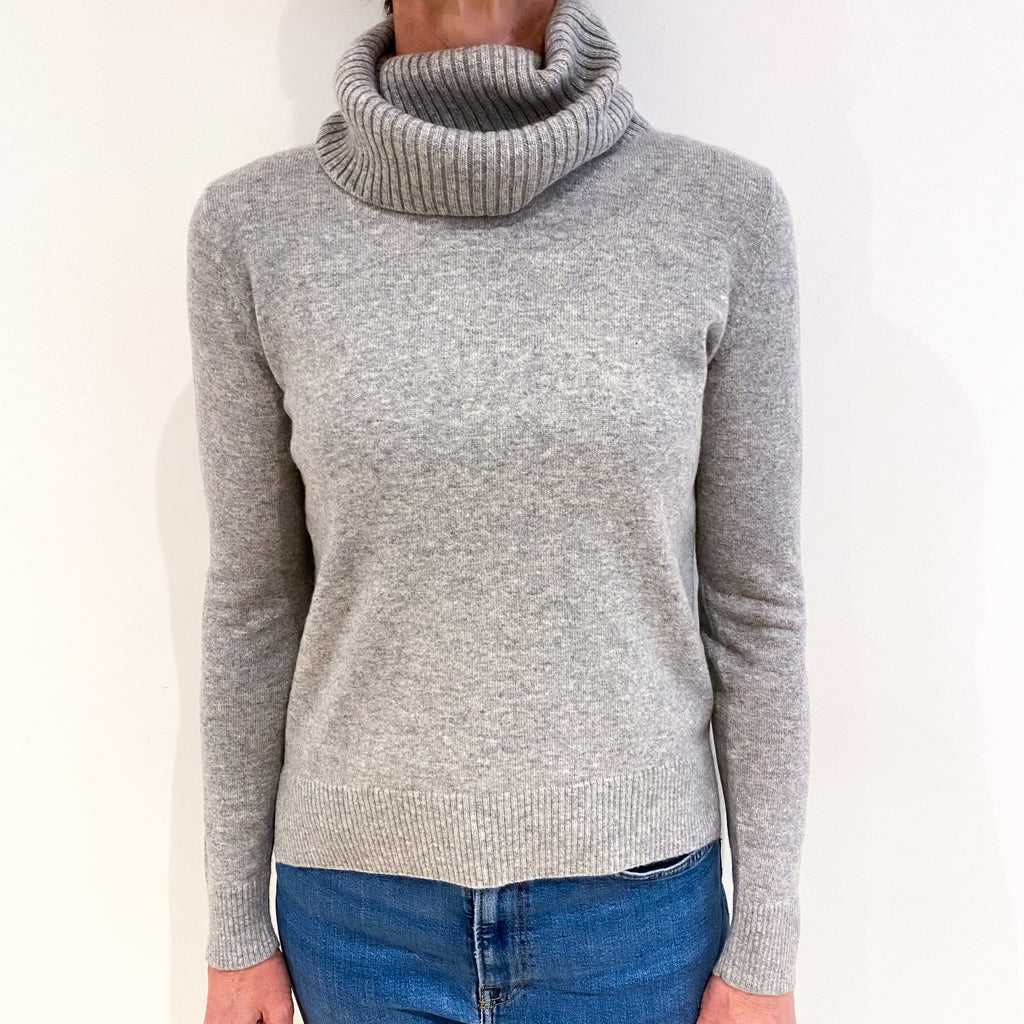 Smoke Grey Cashmere Polo Neck Jumper Small