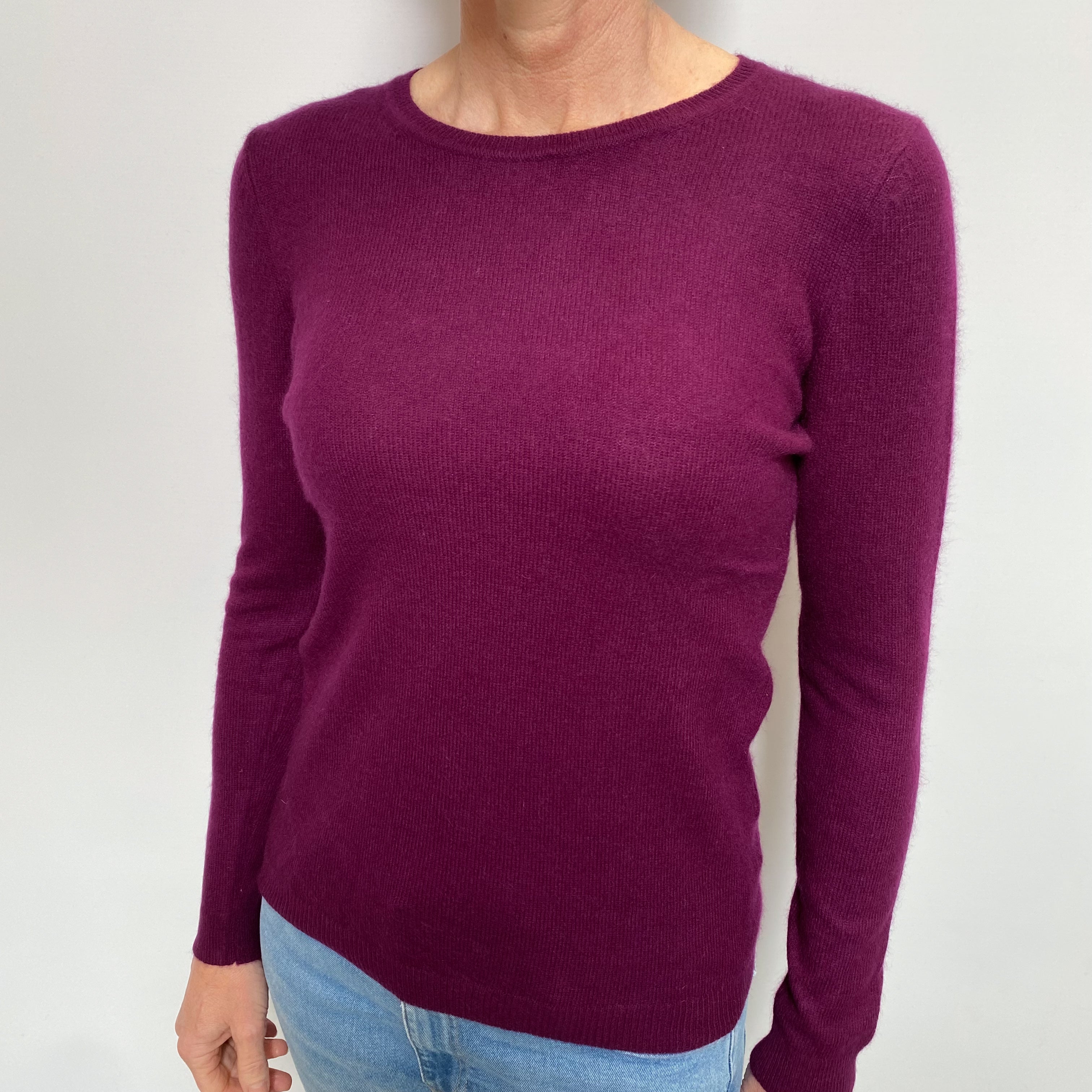 Mulberry Purple Cashmere Crew Neck Jumper Small