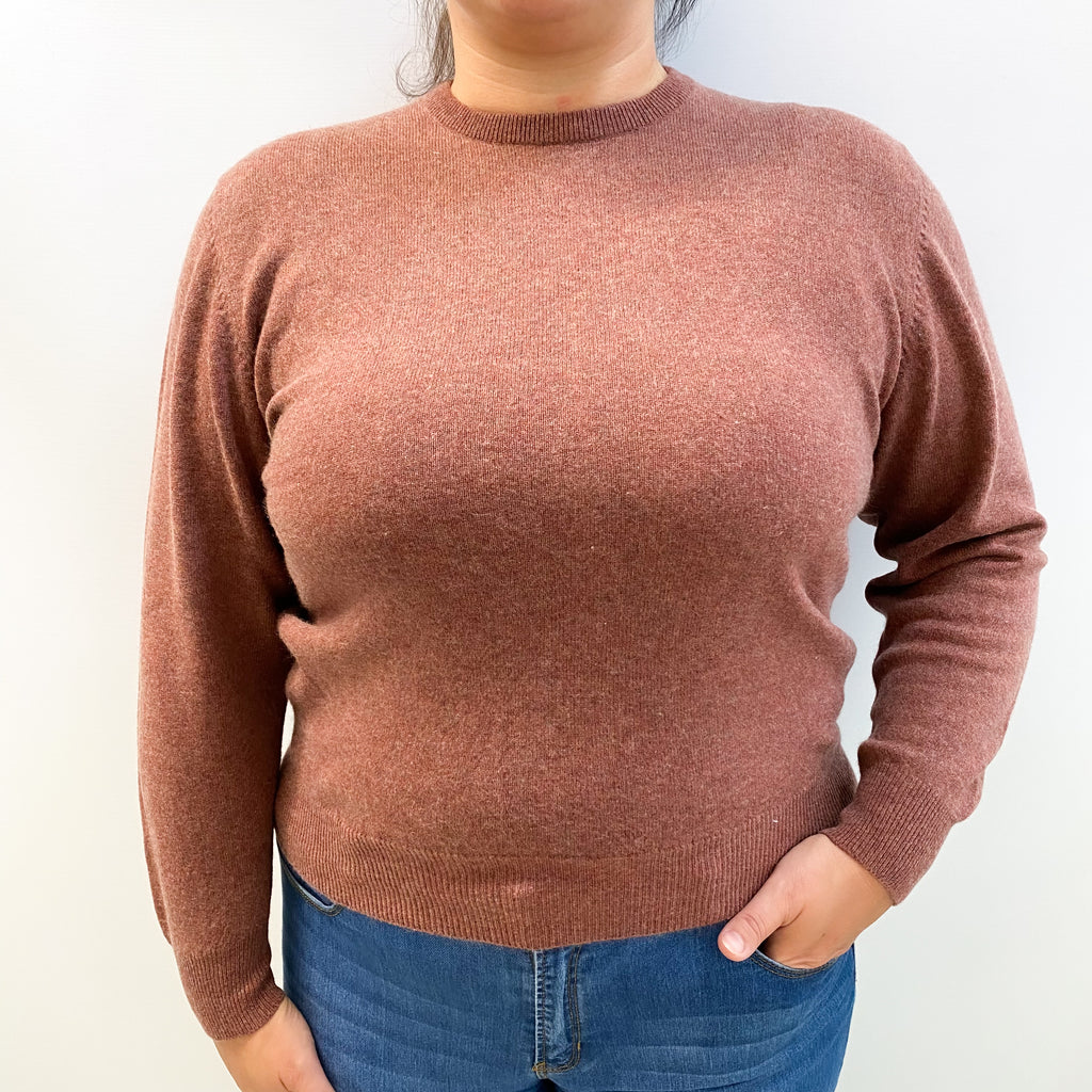 Cinnamon Brown Cashmere Crew Neck Jumper Large