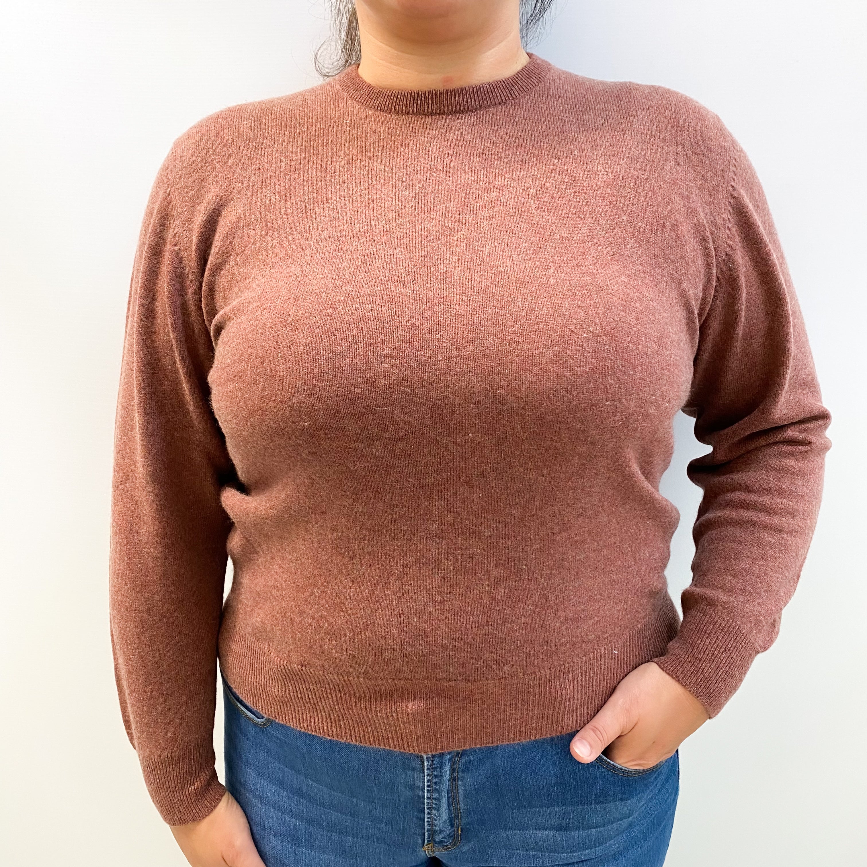 Cinnamon Brown Cashmere Crew Neck Jumper Large