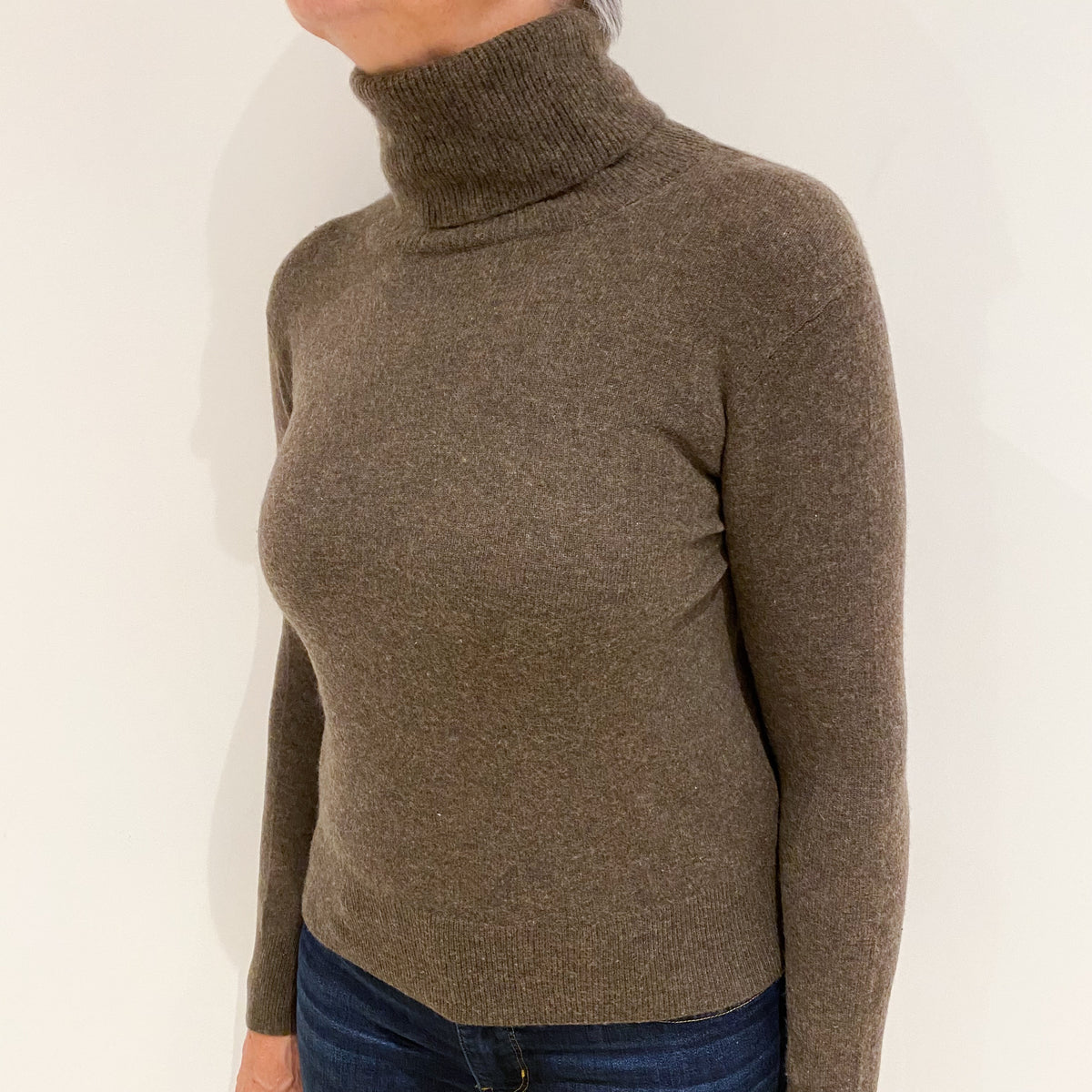 Donkey Brown Cashmere Polo Neck Jumper Medium