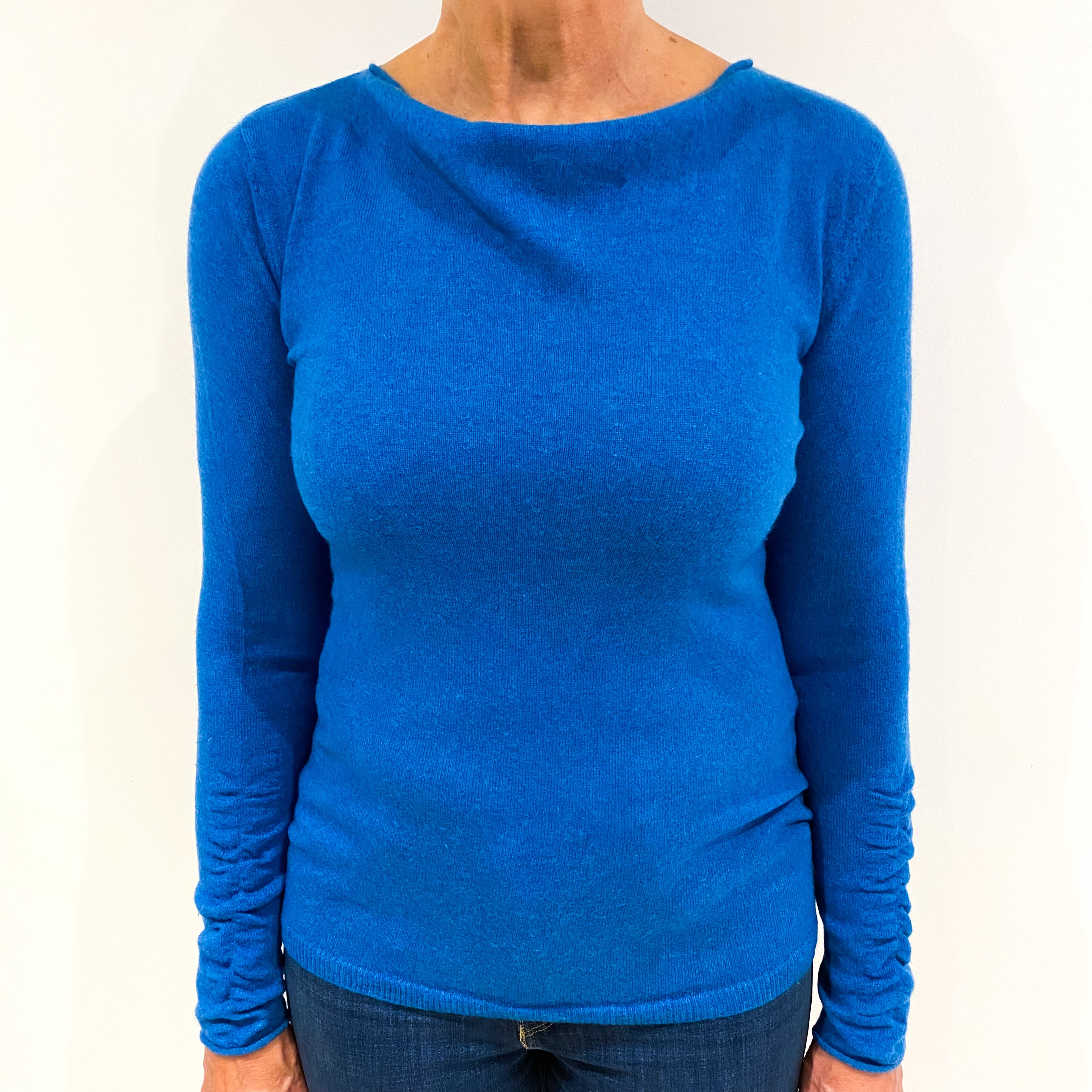 Ocean Blue Cashmere Cowl Neck Jumper Medium