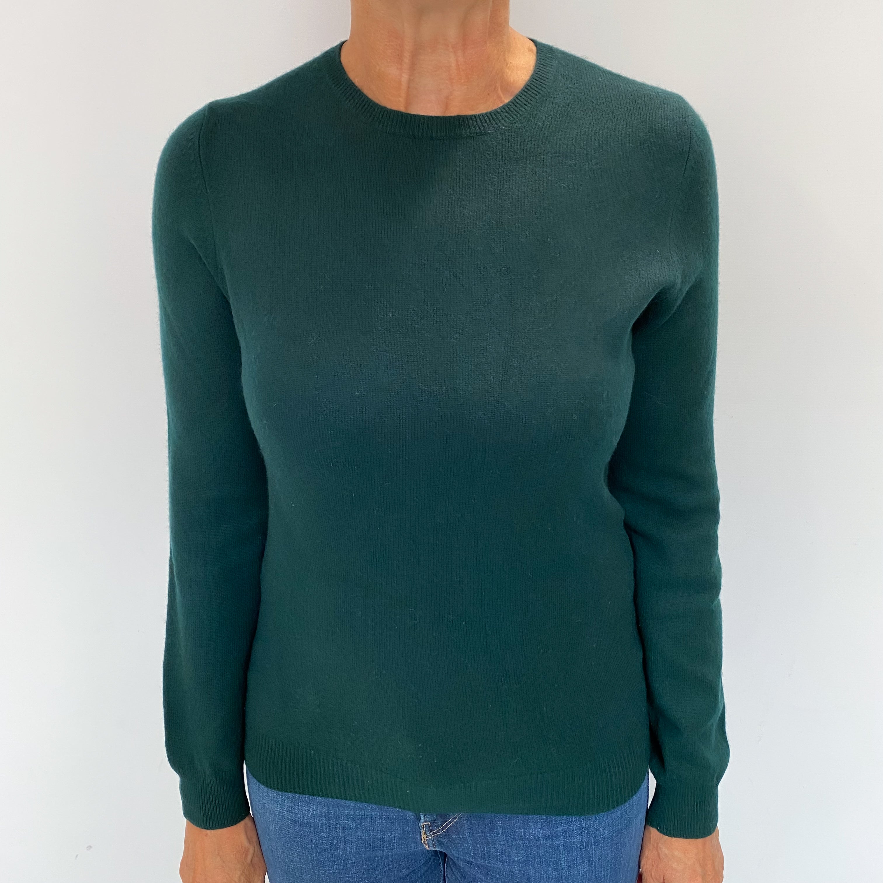 Bottle Green Cashmere Crew Neck Jumper Medium