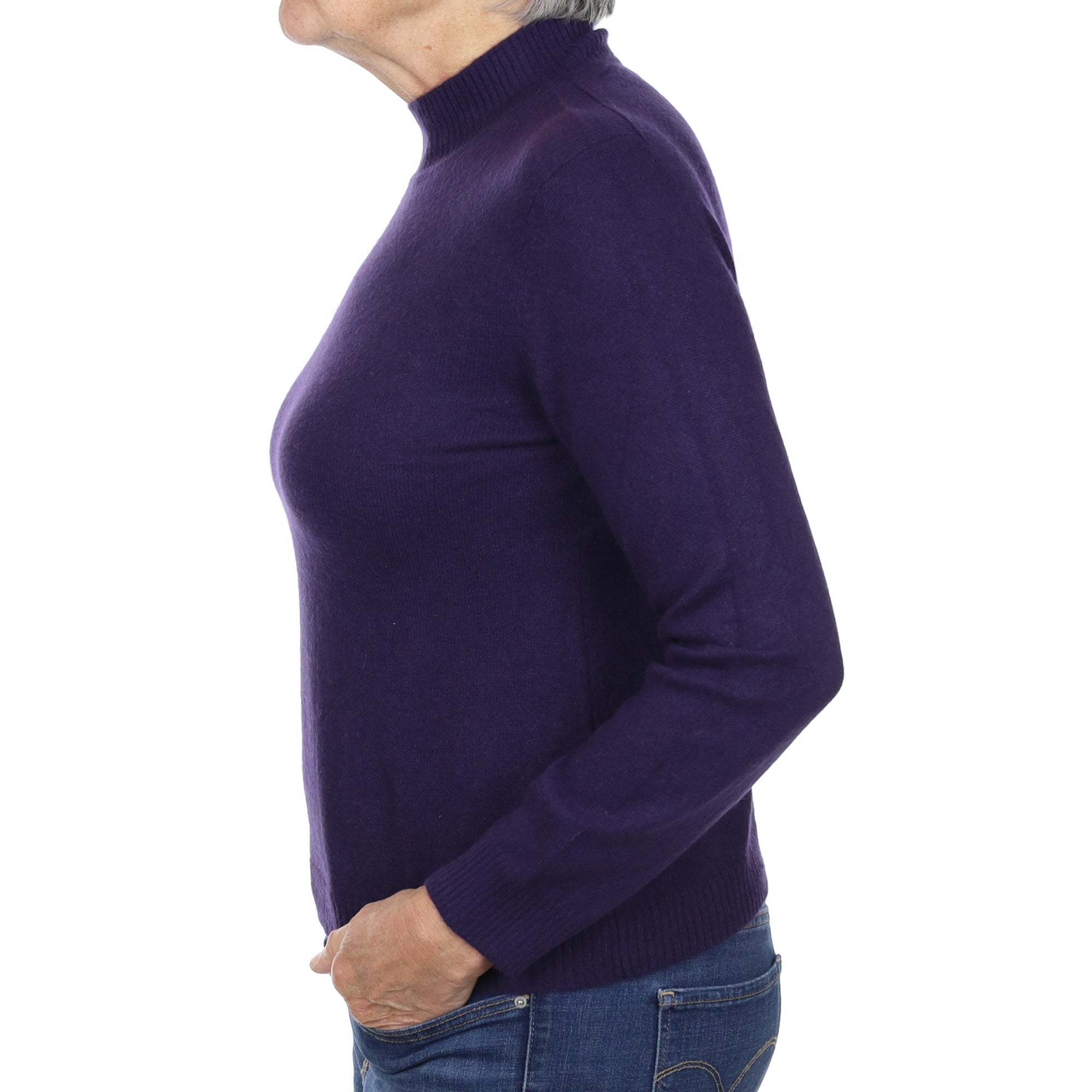 Deep Purple Cashmere Turtle Neck Jumper Medium