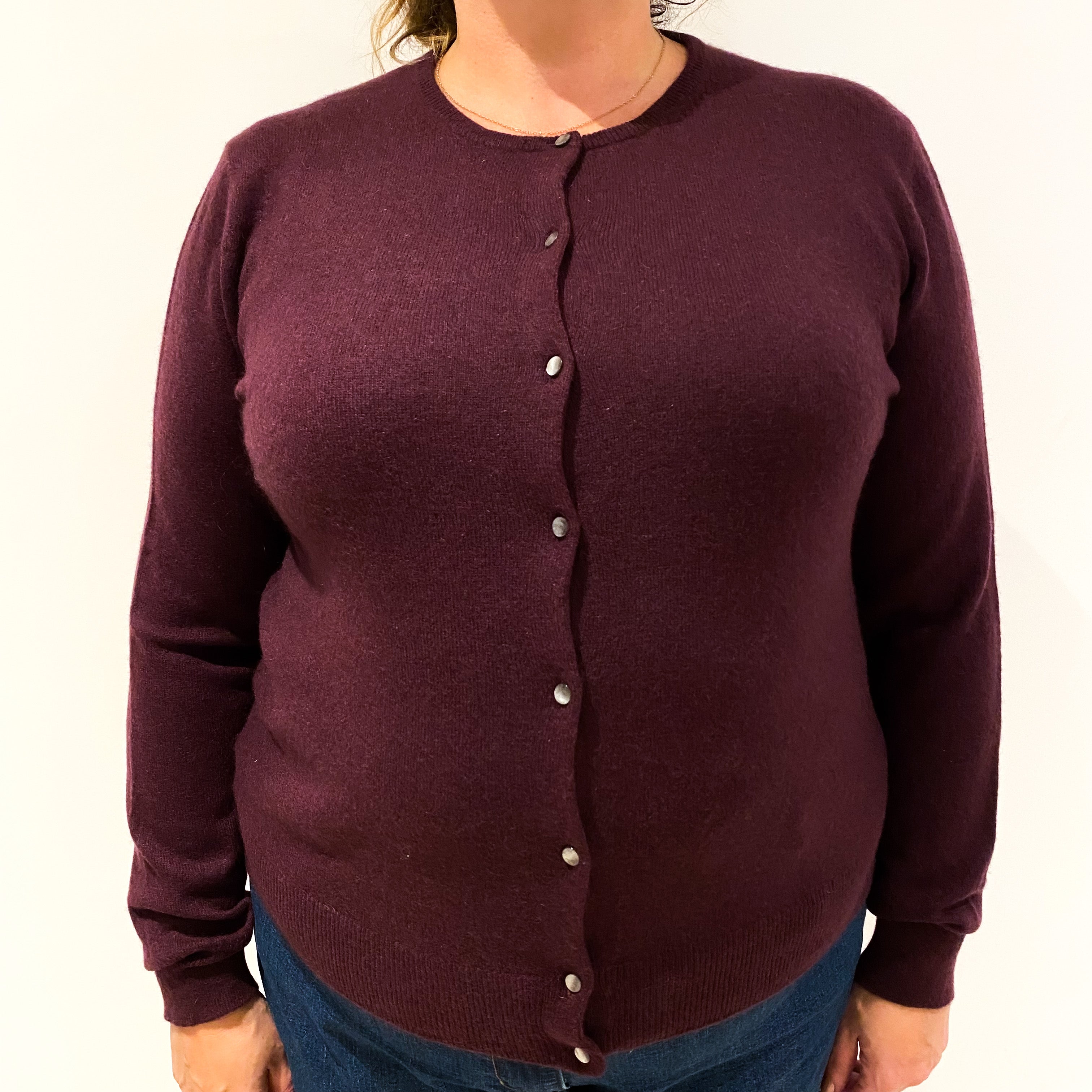 Aubergine Purple Cashmere Cardigan Extra Extra Large