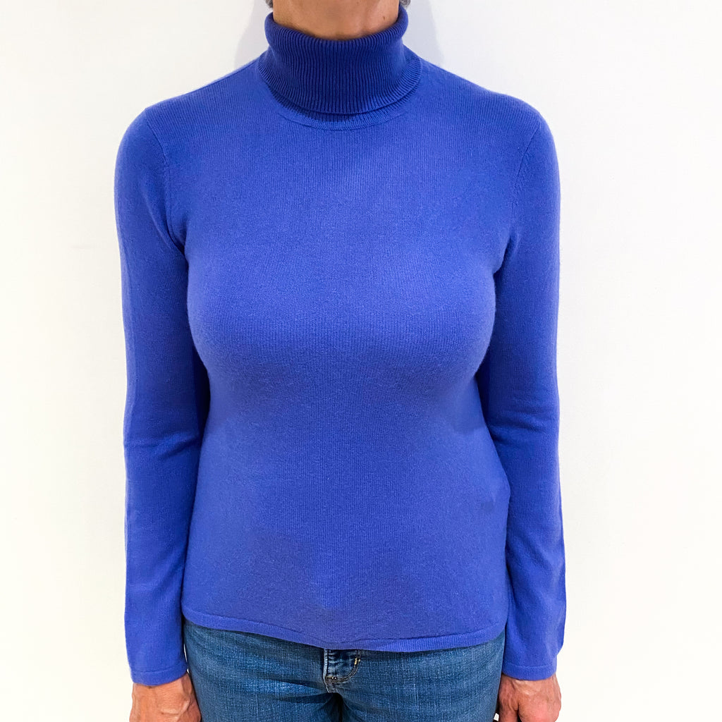 Bluebell Purple Cashmere Polo Neck Jumper Medium