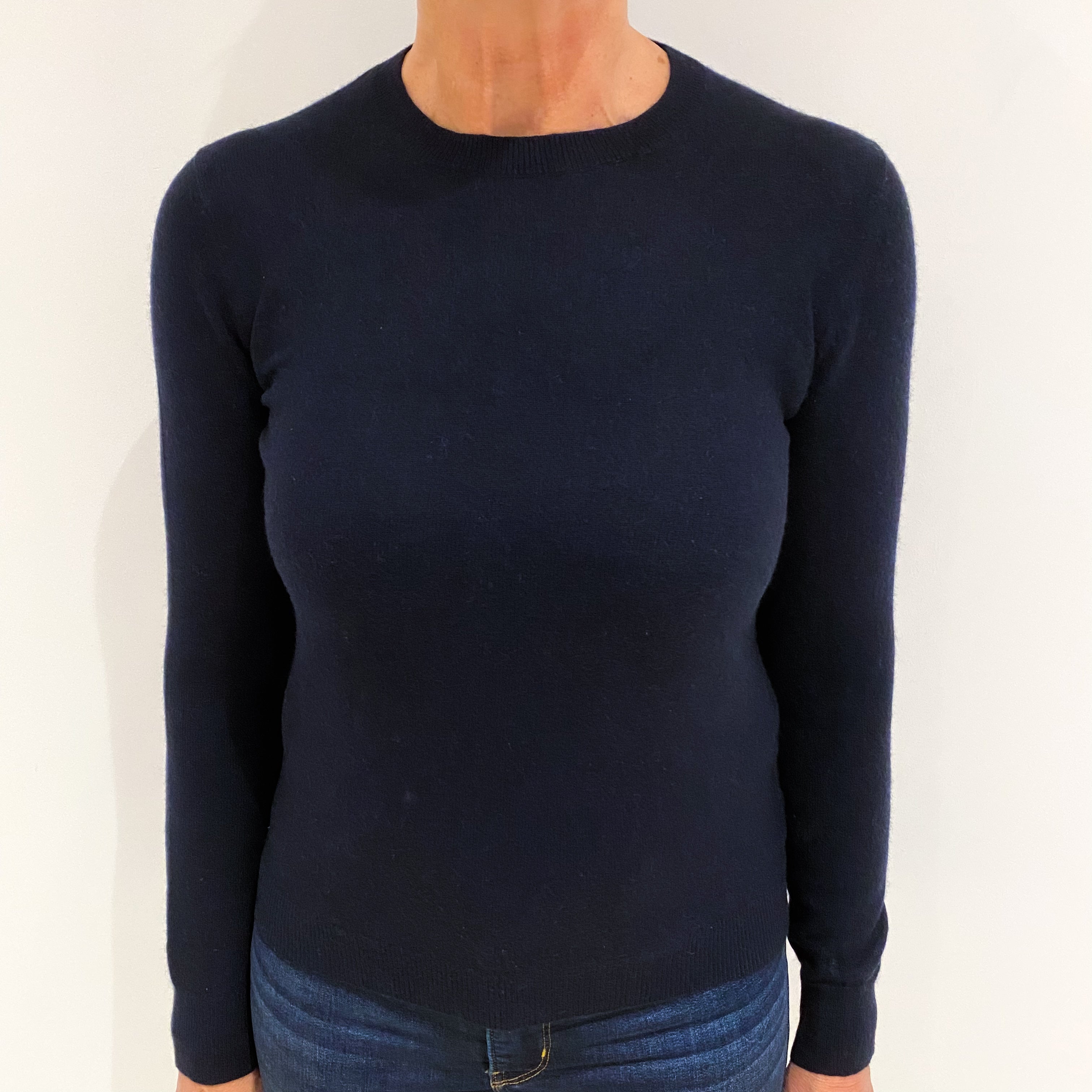 Dark Navy Cashmere Crew Neck Jumper Medium