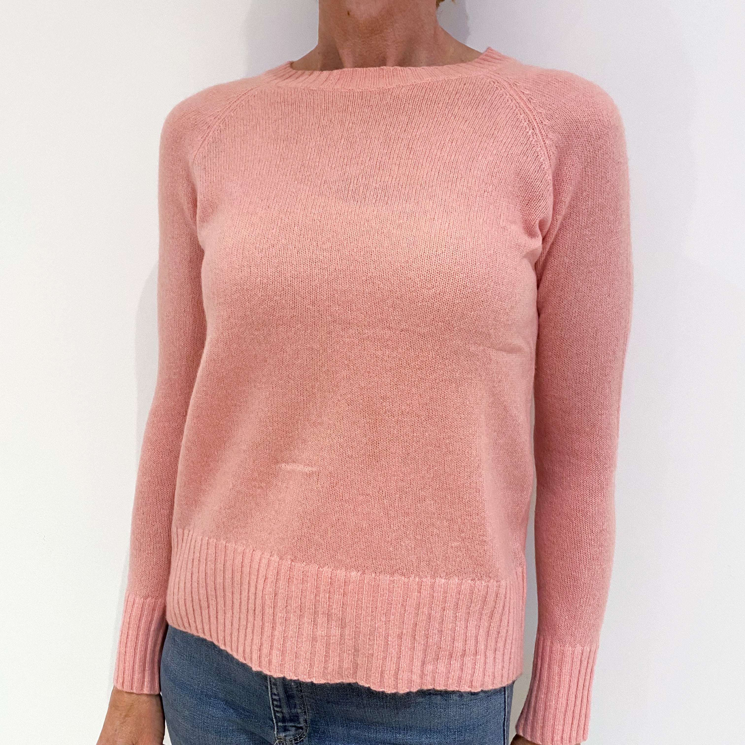 Jigsaw Candy Pink Cashmere Crew Neck Jumper Small