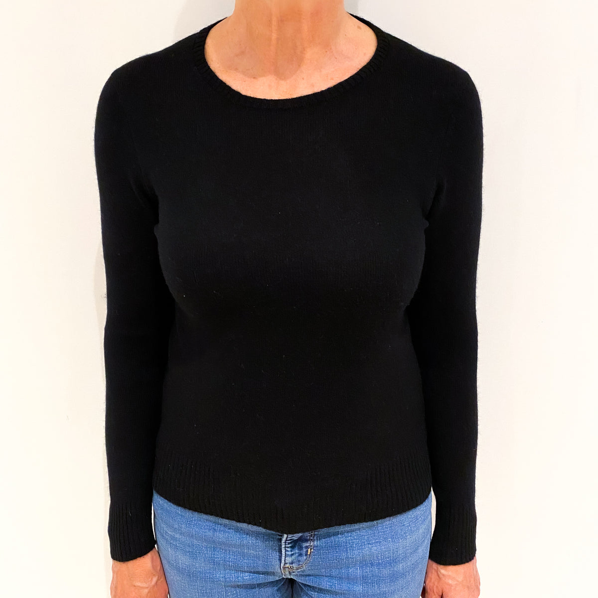 Black Cashmere Crew Neck Jumper Medium