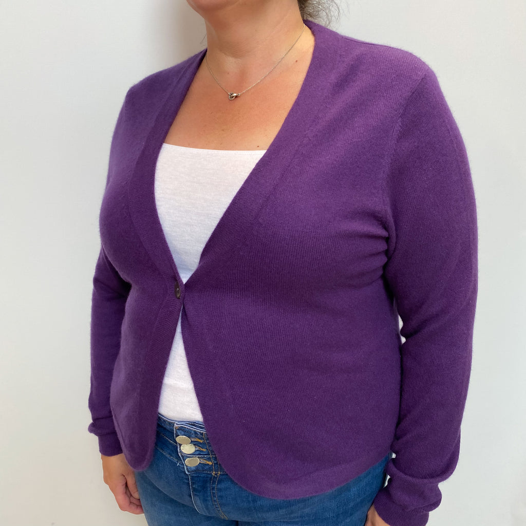 Iris Purple Cashmere V-Neck Cardigan Extra Large