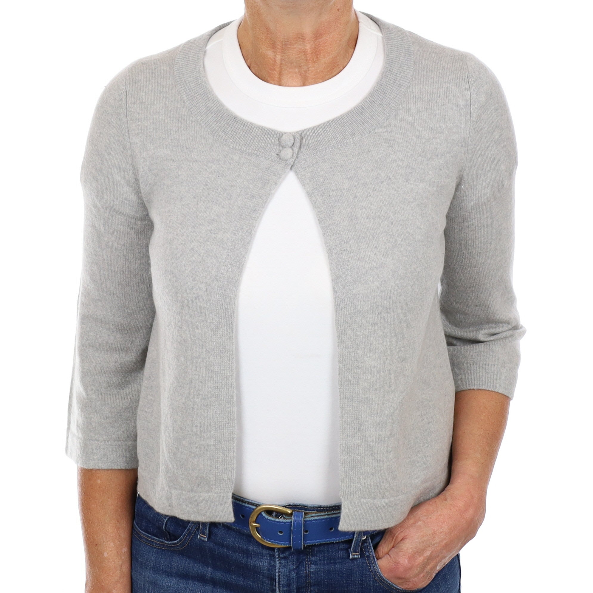 Smoke Grey Cashmere Crew Neck Cardigan Medium
