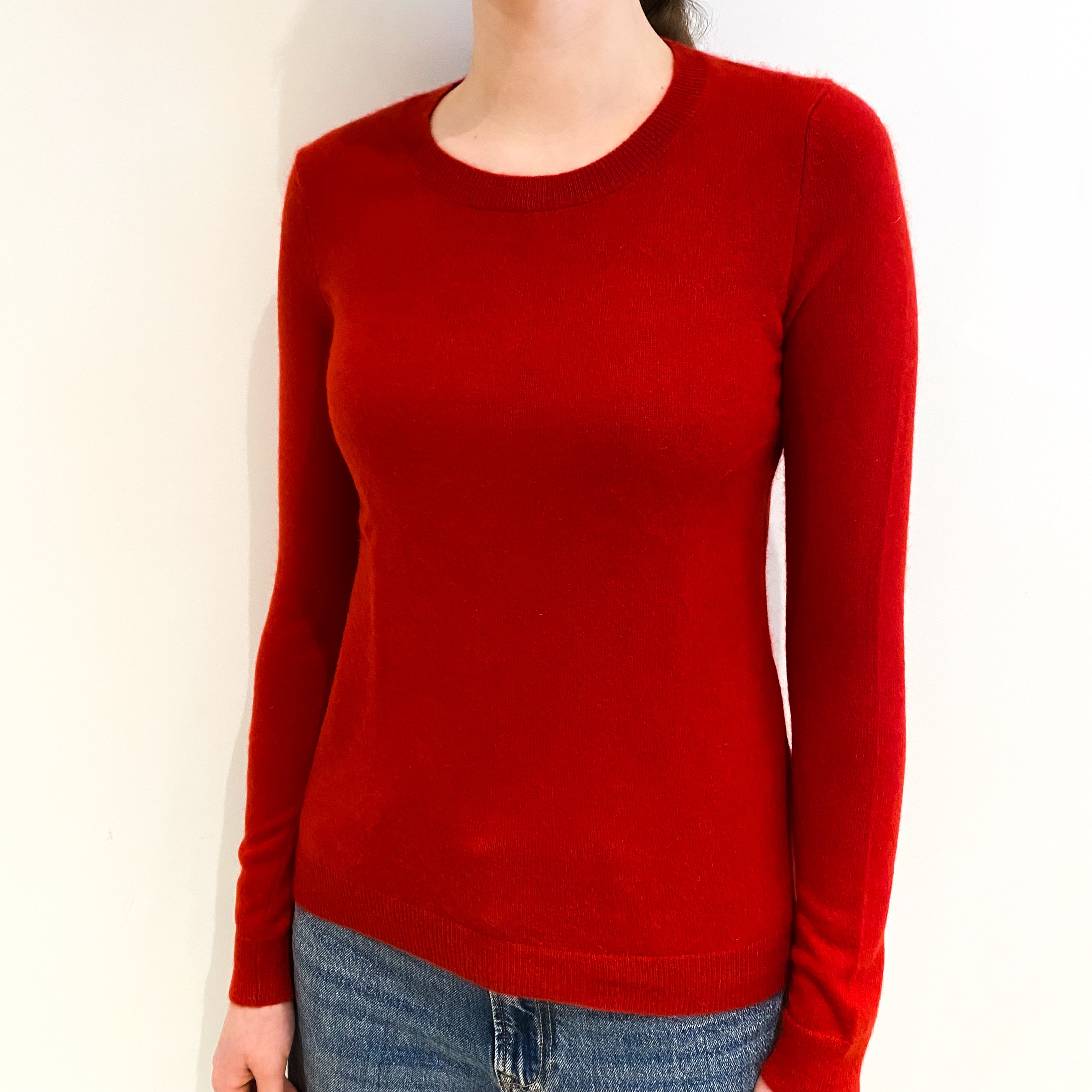 Spanish Red Cashmere Crew Neck Jumper Extra Small