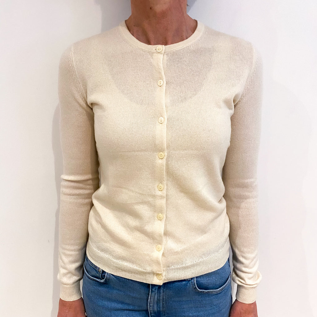 Clotted Cream Cashmere Crew Neck Cardigan Small