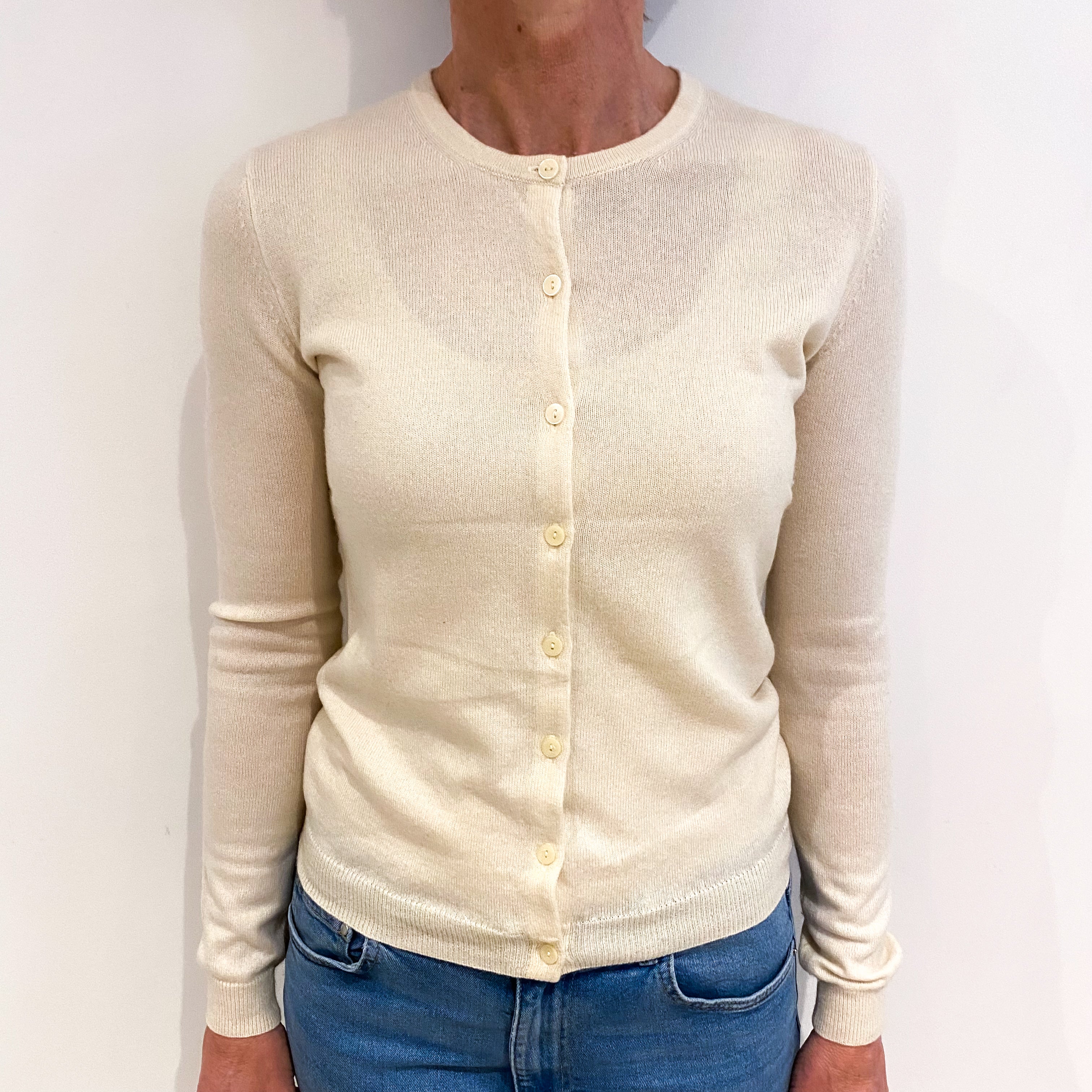 Clotted Cream Cashmere Crew Neck Cardigan Small