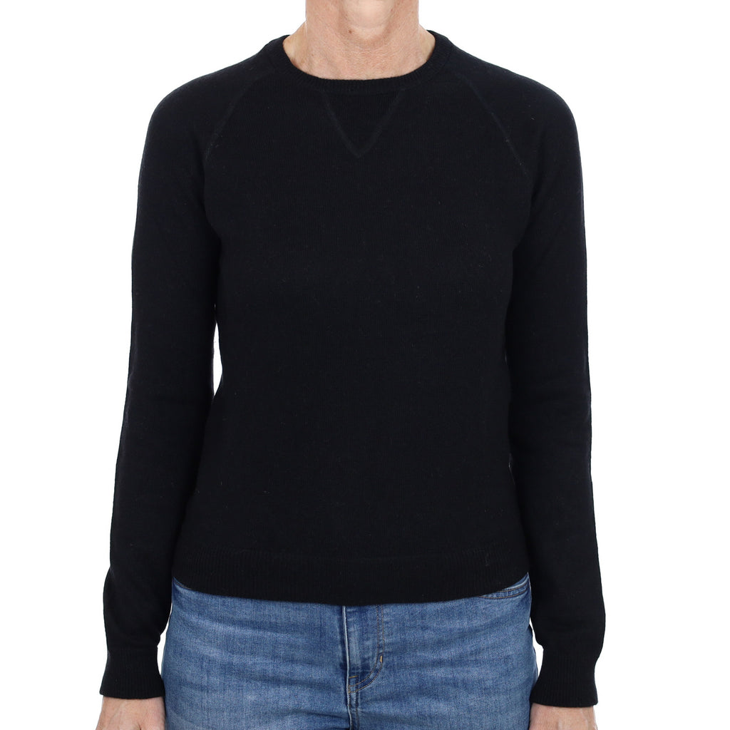 Black Cashmere Crew Neck Jumper Small
