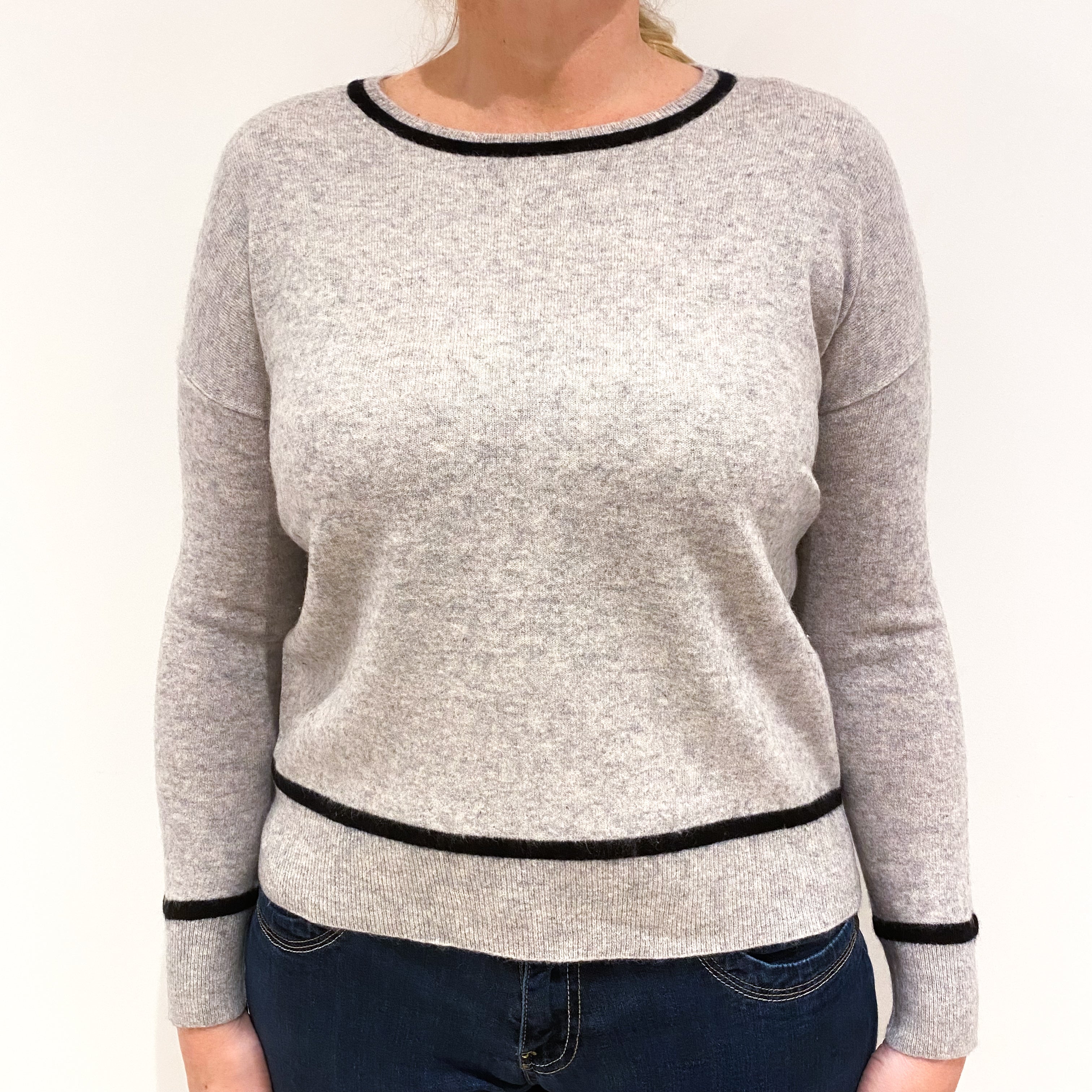 Smoke Grey Cashmere Crew Neck Jumper Large